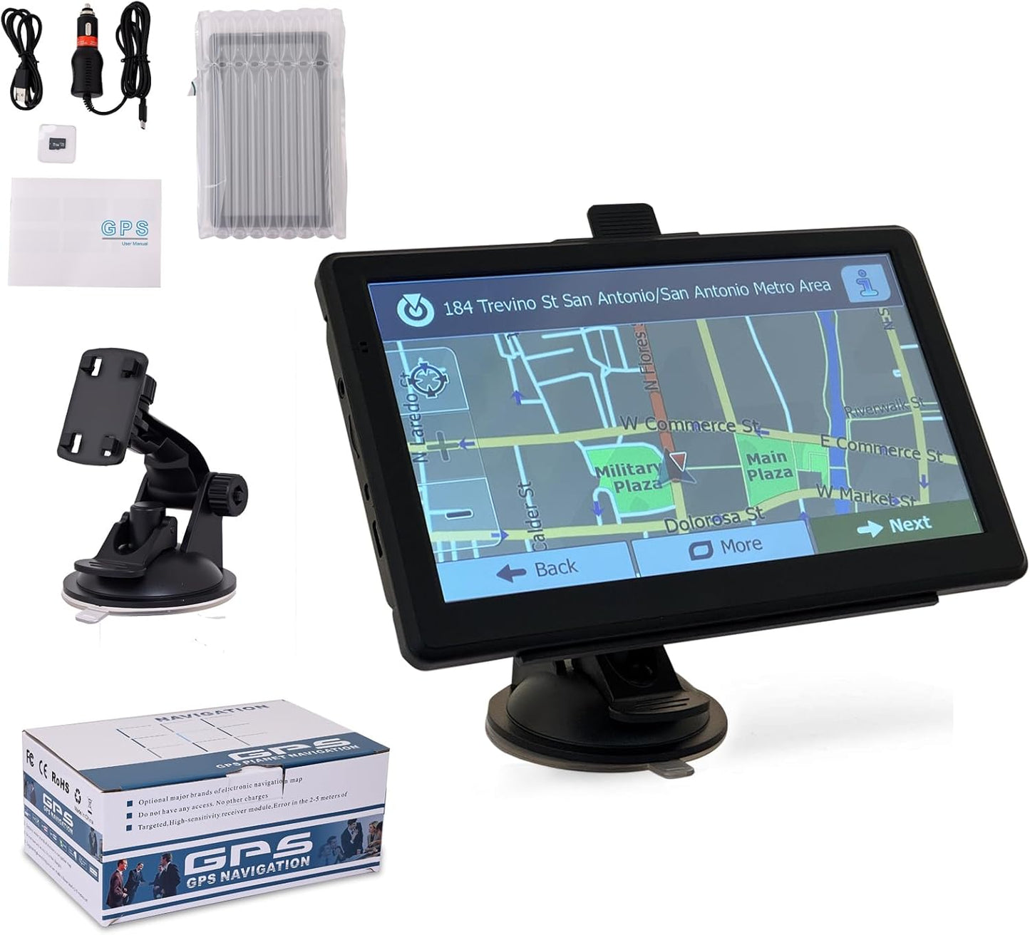 GPS Navigator for Car with 7" Touch Screen & Voice Steering Guidance/Speed/Red Light Warning/Custom Truck Routing,Car GPS Tracker with The Lastest Map-Free Lifetime Updates