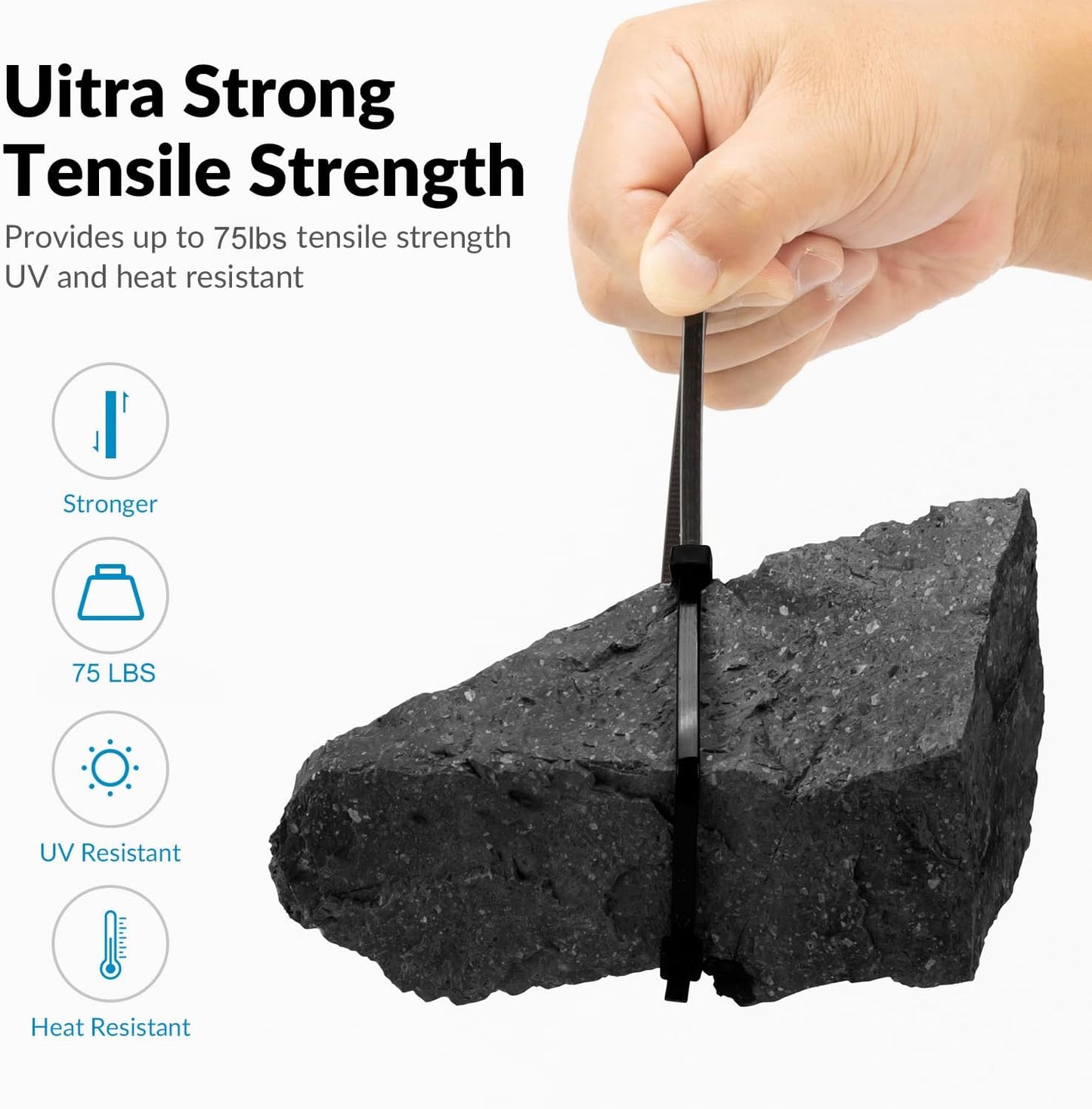 XINGO 12 Inch Black Zip Ties 1200 PCS, 75 LBS Tensile Strength, UV Resistant Cable Ties, Premium Self-locking Plastic Ties for Indoor and Outdoor Use