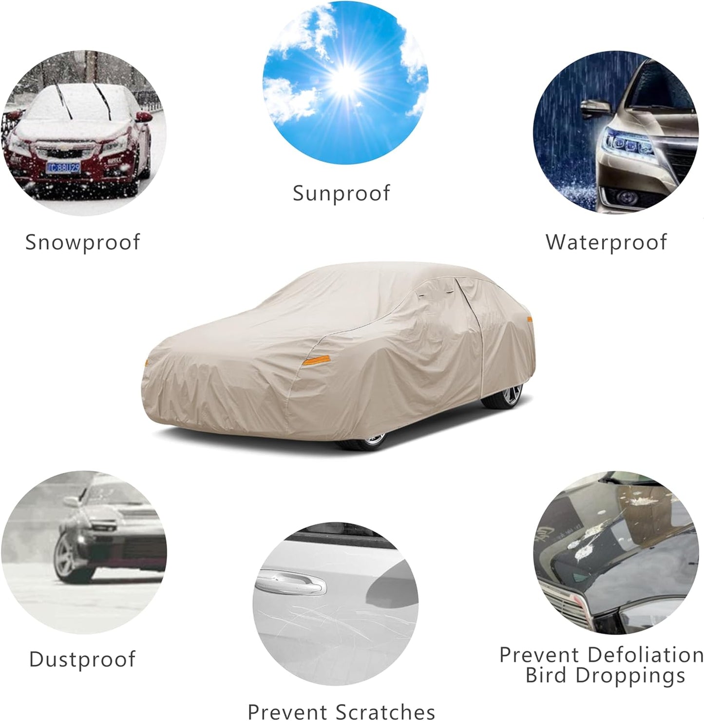 Heavy Duty Outdoor Car Cover Custom Fit for Accord,Windproof All Weather Waterproof Sun Rain UV Dust Snow Protection Outdoor Car Covers
