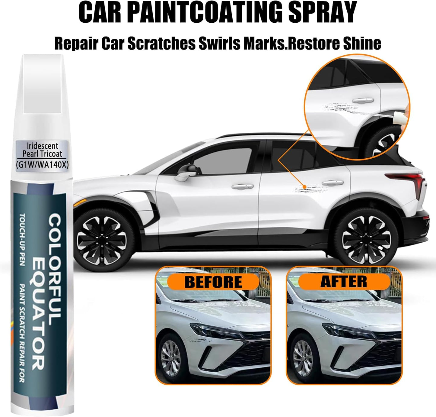 Iridescent Pearl Tricoat(G1W/WA140X) Touch Up Paint Compatible with Chevrolet, Car Paint Pen Scratch Repair Two-In-One Touch Up Paint, Premium Car Scratch Remover for Deep Scratches