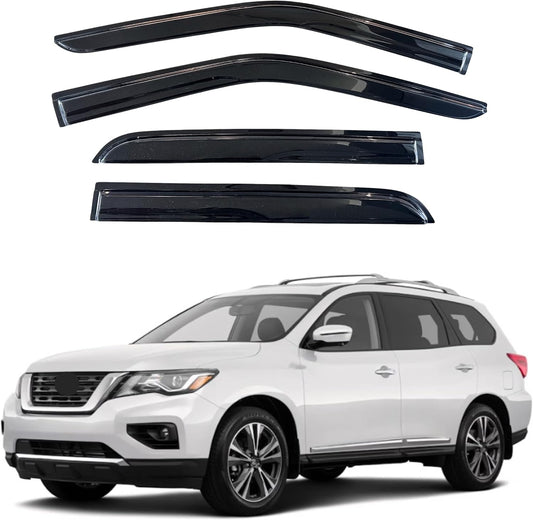 KPY Window Visor Compatible with Nissan Pathfinder 2013-2021, 4PC Rain Guard Side Window Vent Deflectors Tape-On Mugen Style, 2013 2014 2015 2016 2017 2018 2019 2020 2021