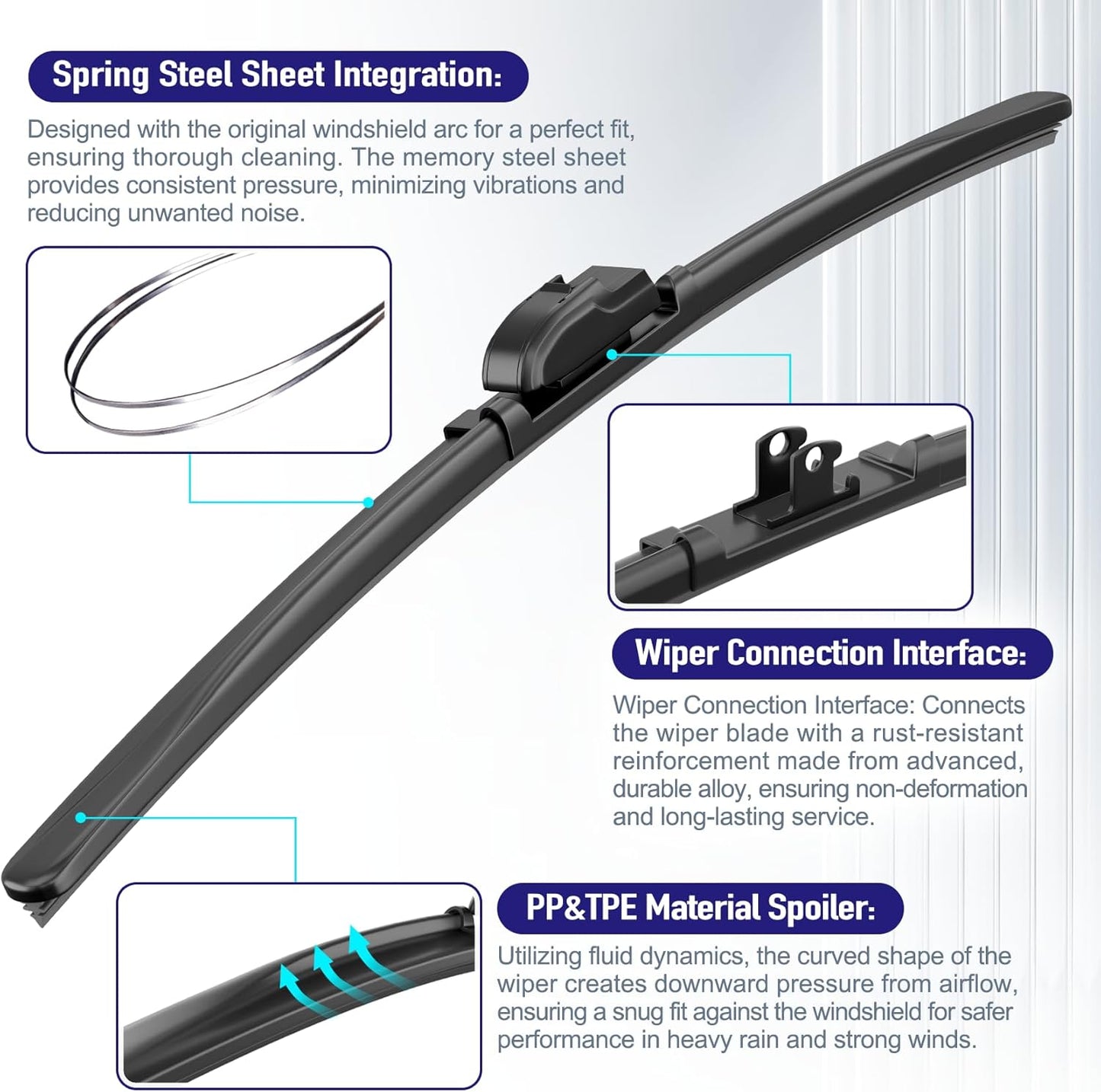 AJK Wiper Blades for Subaru Ascent 2019 2020 2021 2022 2023, 2 Piece All Weather OEM Quality Automotive Replacement Windshield Wiper Blades for My Car