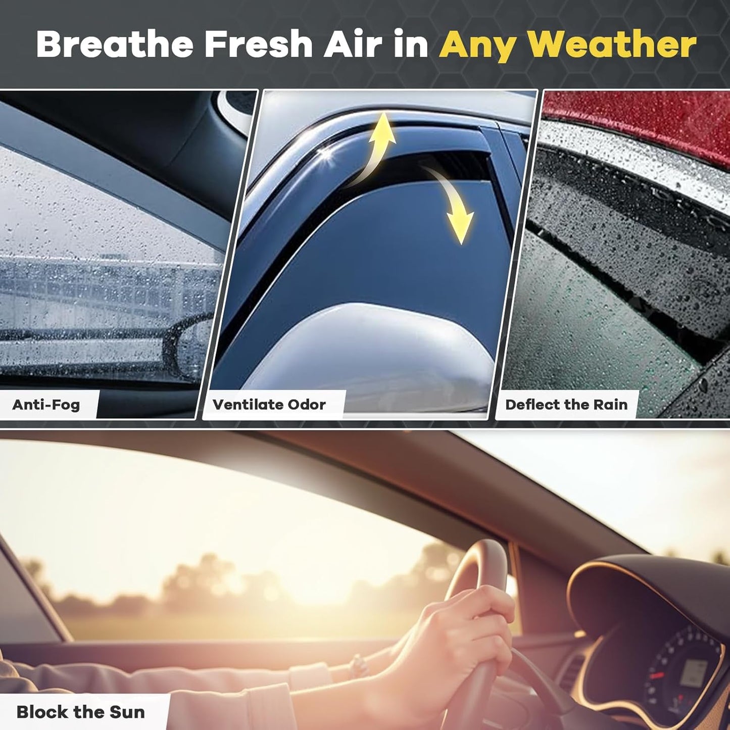 4 PCS in-Channel Window Rain Guards Fit for 2013-2018 Toyota RAV4, Smoke Tinted Vent Window Visors, Side Window Deflectors, Sun Visors Vent Shade, 2013 2014 2015 2016 2017 2018