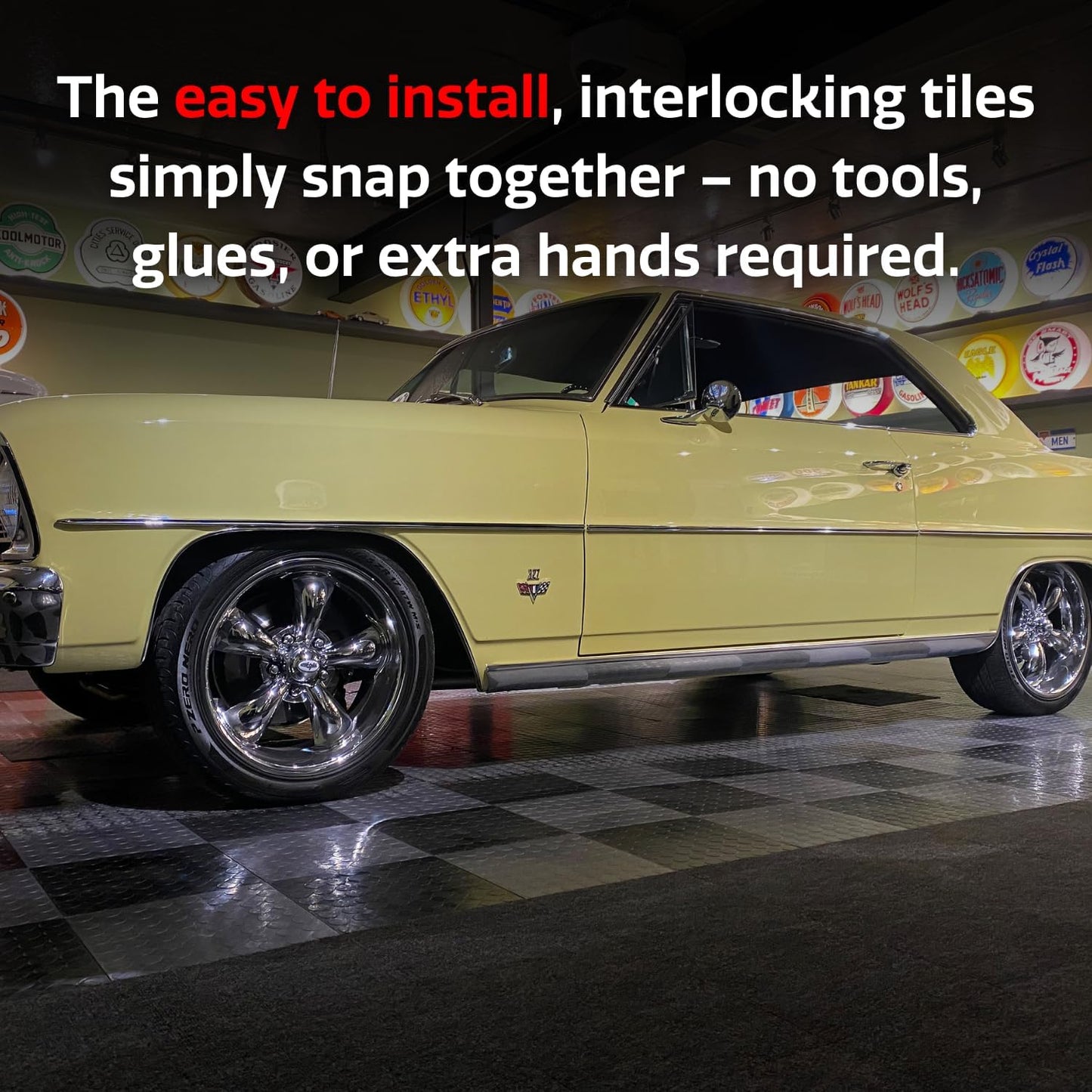 Big Floors RaceDeck CircleTrac, Interlocking Non-Slip Garage Flooring Tile, Durable, Modular, Heavy-Duty Copolymer, Easy Install (Red, 24 Pack of 12 x 12" Tiles)