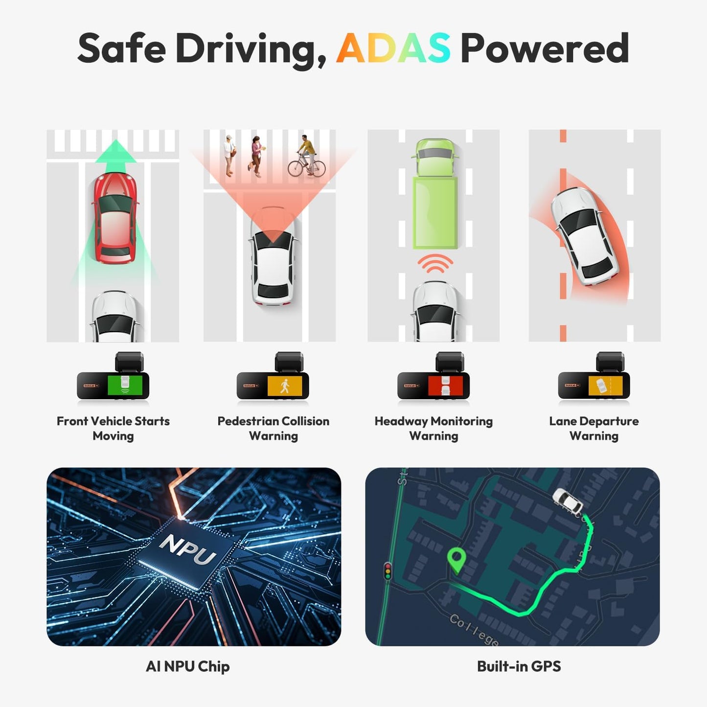 4K Dash Cam Front and Rear, 170° Ultra Wide Dashcam with ADAS, Night Vision, 24/7 Parking Mode, Sony IMX415 Sensor, WDR, Free 64GB SD Card, 5G/2.4G WiFi, Built-in GPS, Loop Recording