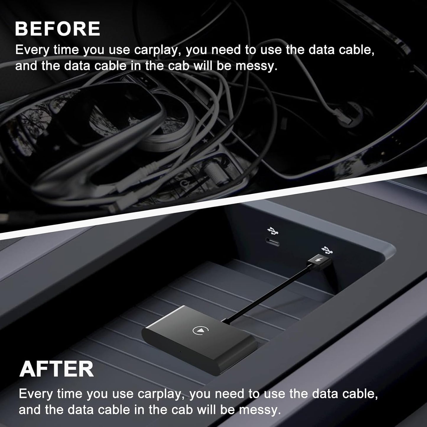 Wireless CarPlay Adapter, 2024 Upgrade CarPlay Wireless Adapter for OEM Wired CarPlay Cars, Fastest and Most Stylish Dongle, Convert OEM Wired to Wireless CarPlay, Plug & Play