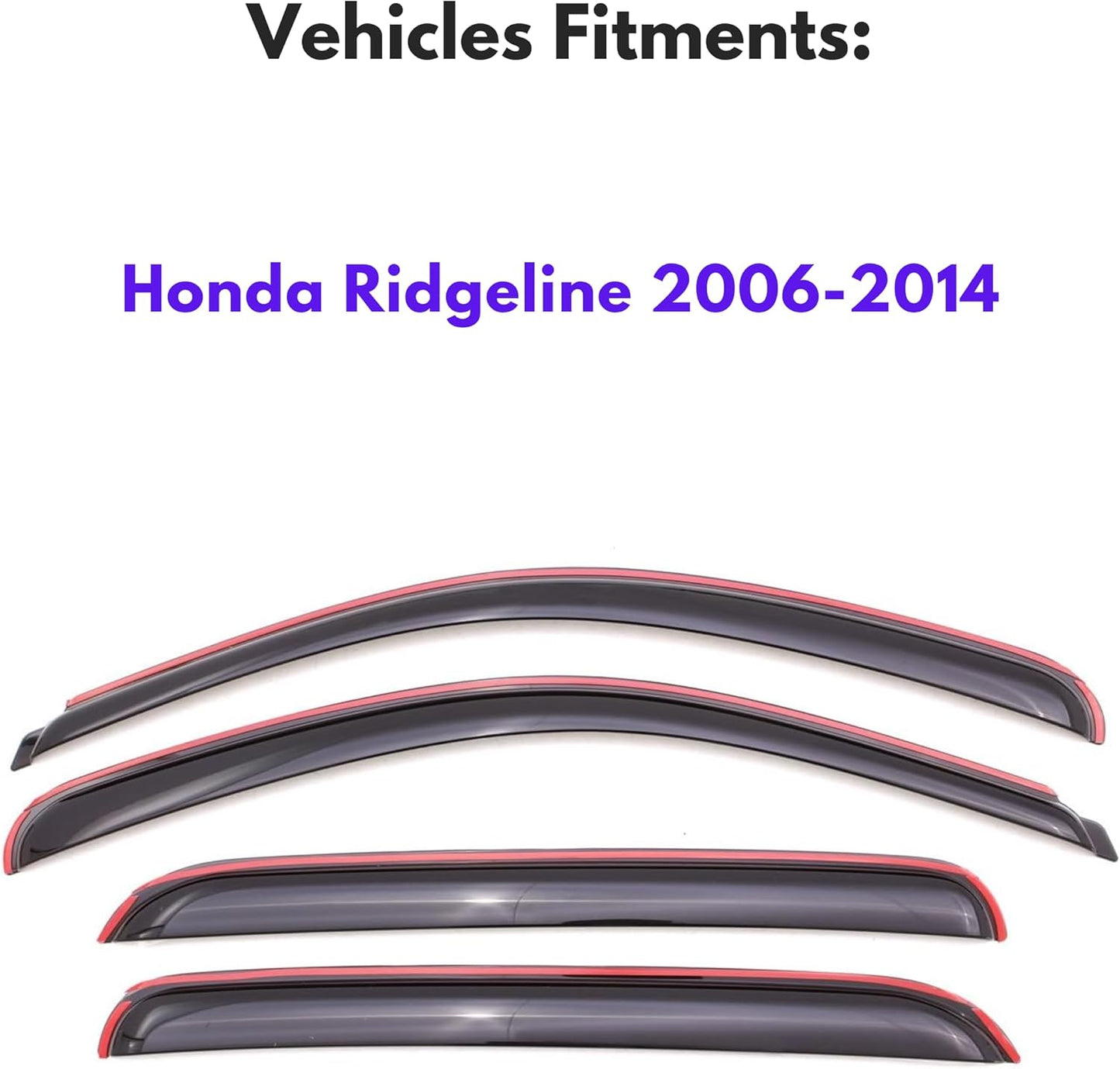 KPY Window Visor Compatible with Honda Ridgeline 2006-2014, 4PC Rain Guard Side Window Vent Deflectors in-Channel Style, 2006 2007 2008 2009 2010 2011 2012 2013 2014