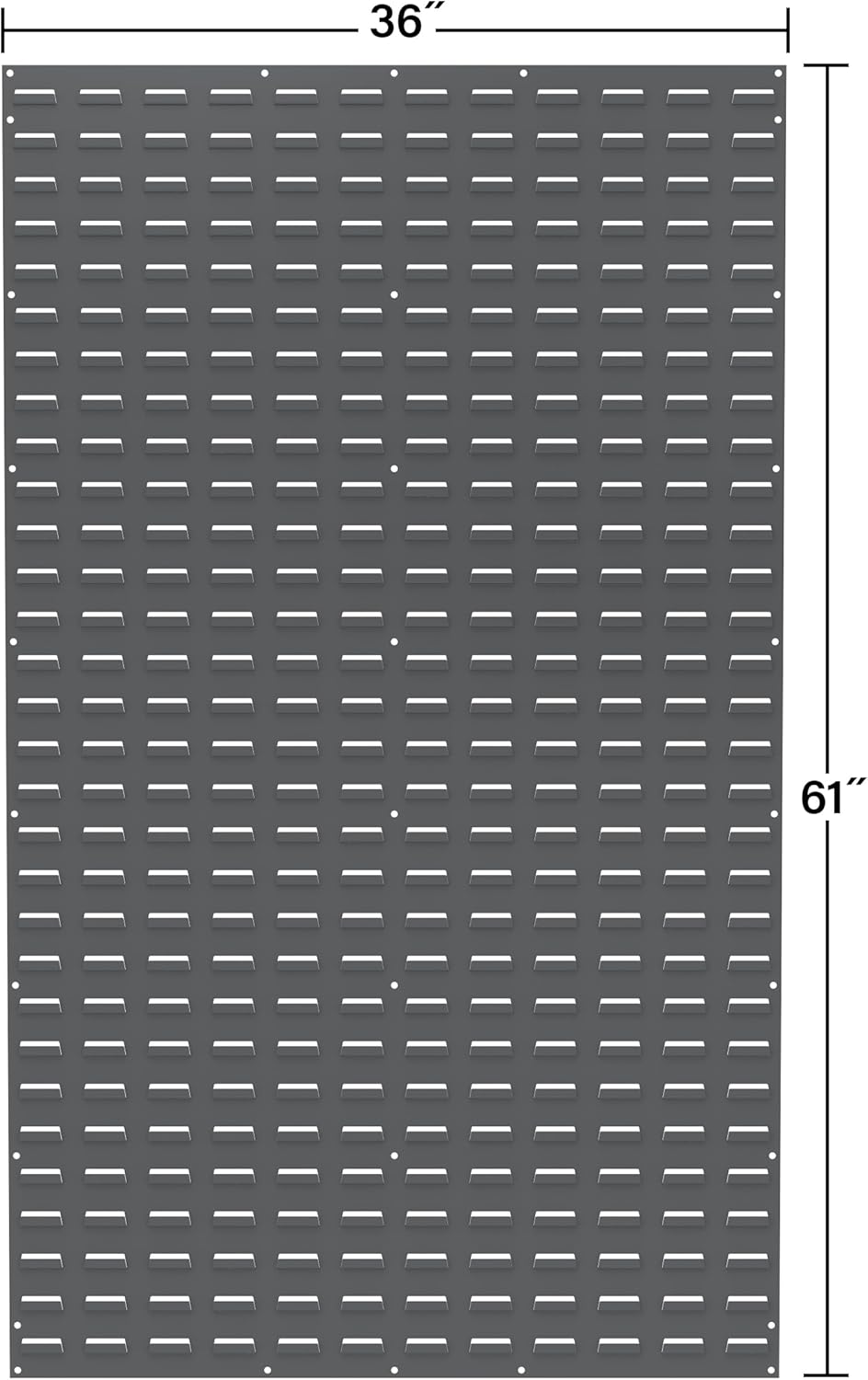 Akro-Mils 30161 Heavy Duty Wall Mount Garage Storage Steel Louvered Panel | Wall Storage Bin Hanging Organizer System for AkroBins, 36-Inch W x 61-Inch H, Grey, Single