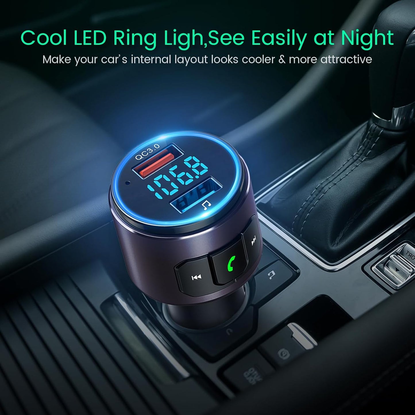 Upgraded V5.0 FM Transmitter for Car-Brown…