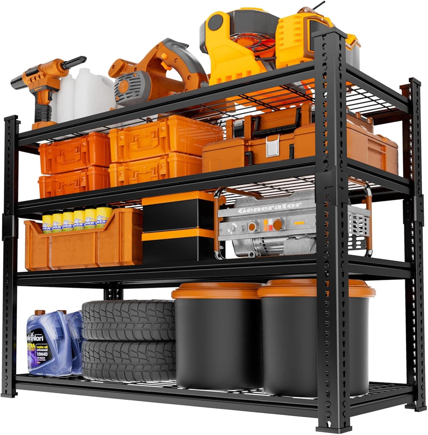 Storage Shelves Heavy Duty, 36" L x 16" W x 60" H Garage Wire Shelving Unit Loads 1920LBS, 4-Tier Adjustable Metal Industrial Utility Shelf Rack for Kitchen, Laundry Room, Pantry, Warehouse, Basement