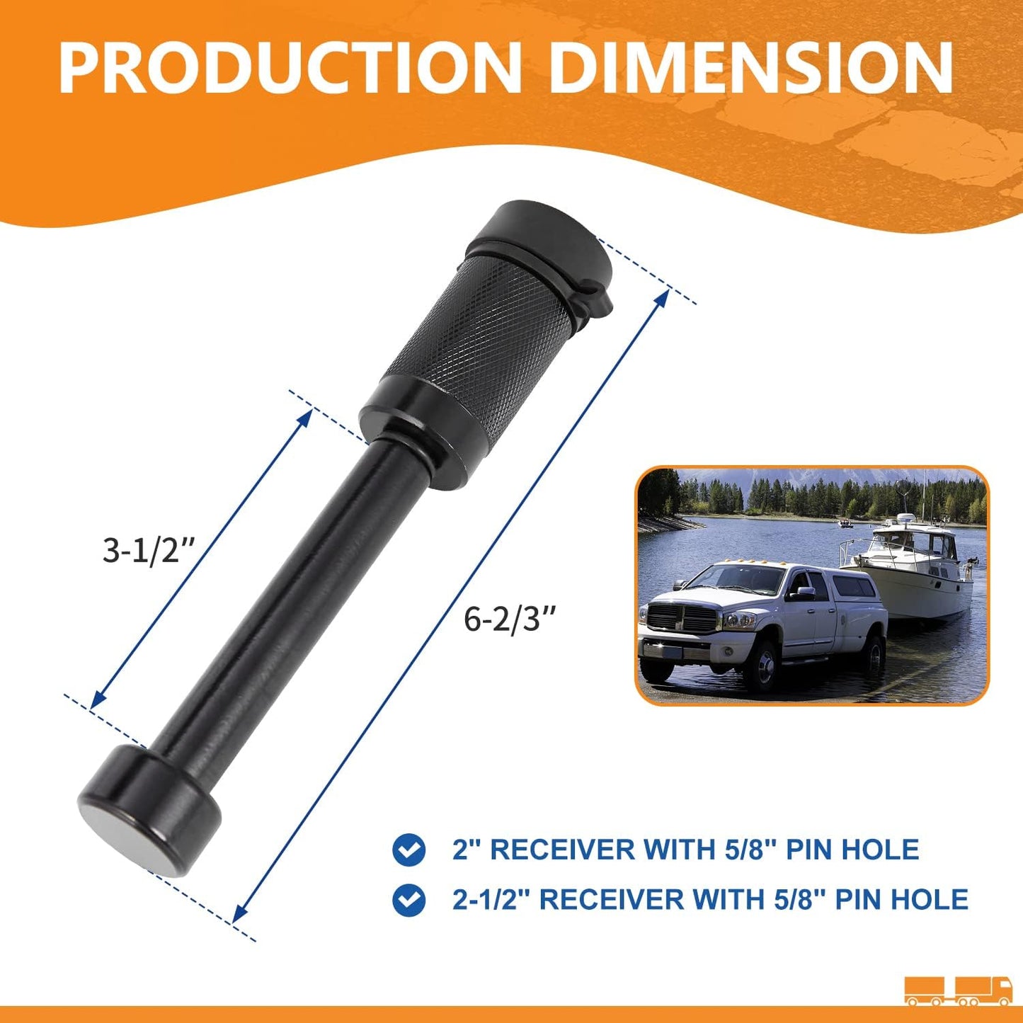 Trailer Hitch Locks, Hitch Lock with 5/8'' Dia 3-1/2” Long Pin Fits 2" and 2-1/2" Receiver Tubes, Class III IV Hitches, Trailer, Truck, Car and Boat Receiver Lock (Keys Alike 4 Pack)