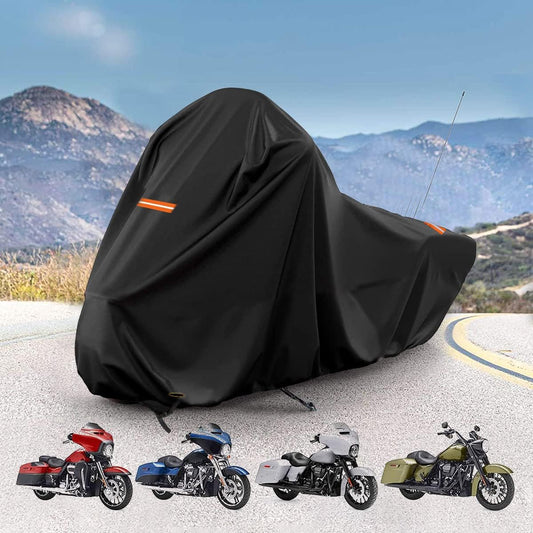 420D Motorcycle Cover for Harley Davidson Touring Models Road King, Road Glide, Street Glide, Electra Glide, Heritage Classic, Low Rider Outdoor Bike Cover Waterproof Fits up to 118” Motorcycle
