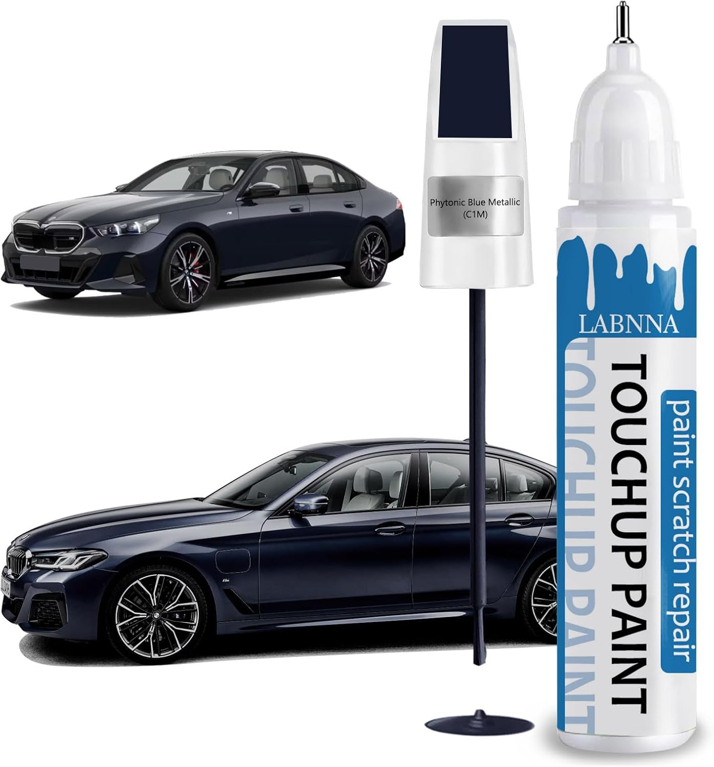 Phytonic Blue Metallic (C1M) Touch Up Paint for BMW-Exact Match 2 in 1 touchup Paint Pen for Chips and Nicks Repair Car Paint Scratch Repair Kit