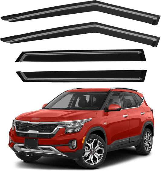 Window Visors Rain Guards for 2021 2022 2023 2024 2025 Kia Seltos, Out-Channel Window Vent Wind Deflectors Visors Shades for 21-25 Seltos LX S EX S SX Turbo X-Line