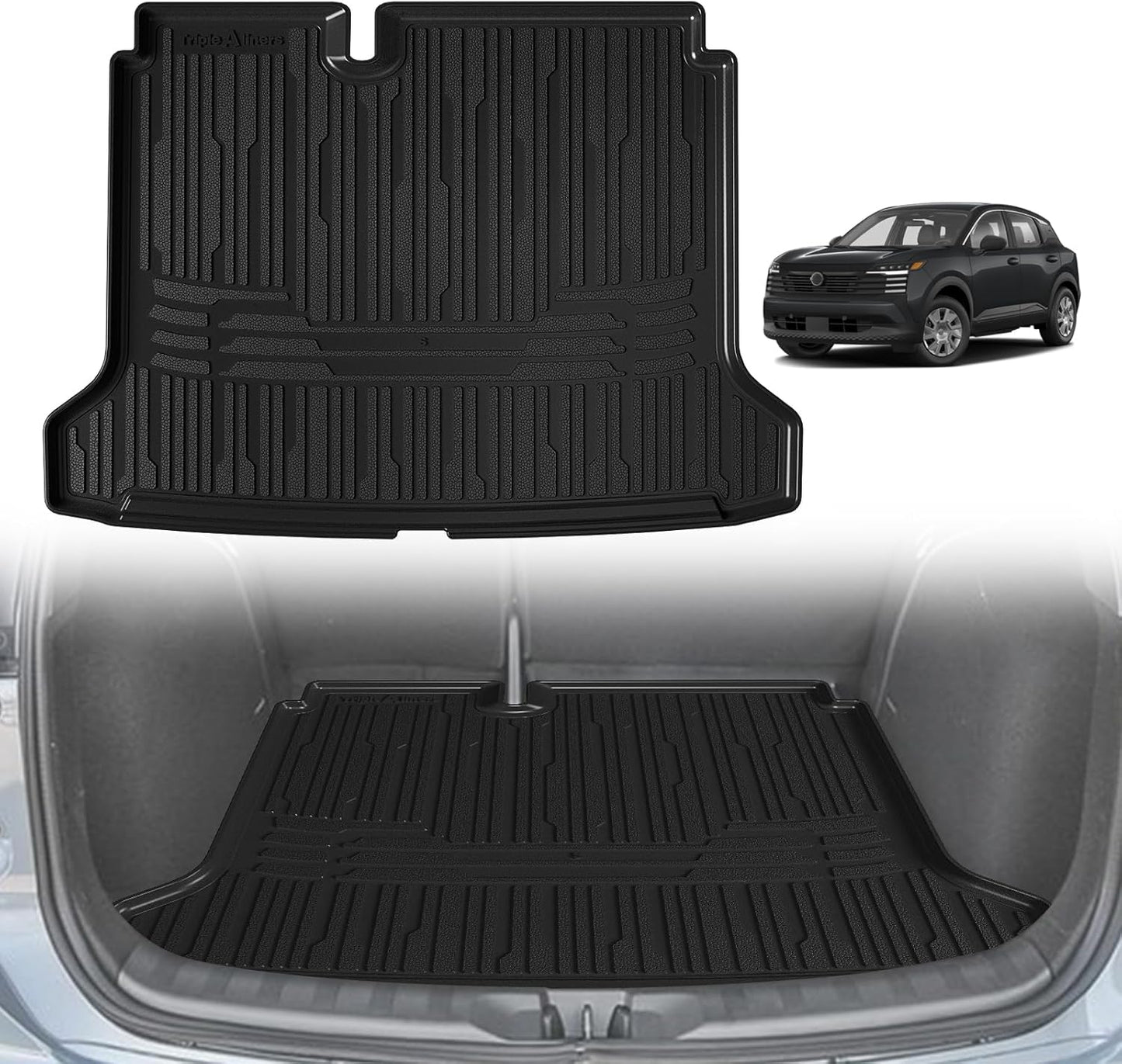 TripleAliners Trunk Mat All Weather Liners Compatible with 2025 Nissan Kicks Interior Accessories Custom Fit Anti-Slip TPE Full Coverage Protection Rear Trunk Floor Mat (S Trim Level ONLY)