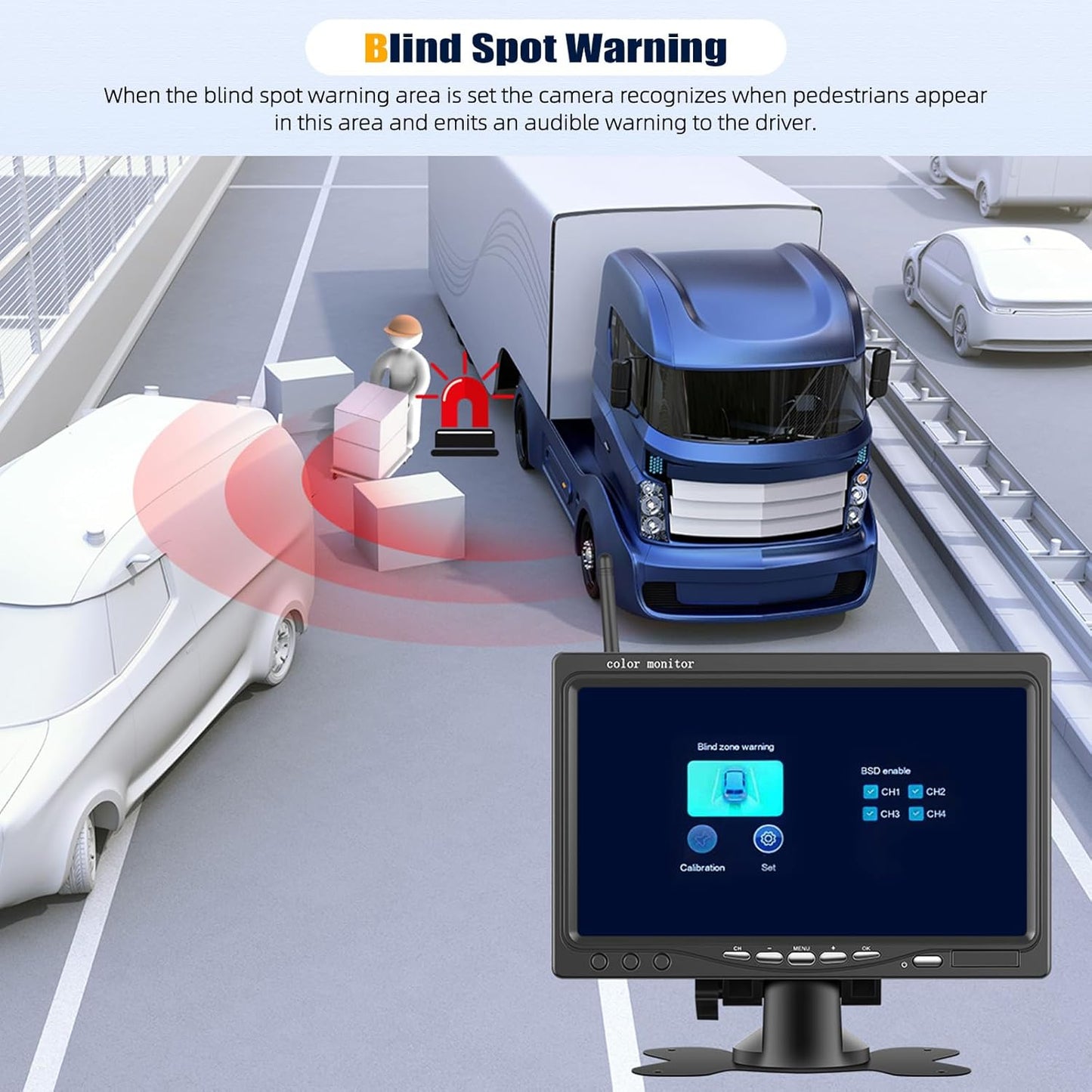 1080P Wireless RV Backup Camera System,7 Inch Reverse Camera Monitor for 4 Channels with IP69 Waterproof Night Vision Backup Camera Front Rear View Camera for Truck/RV/Van/SUV/Pickup