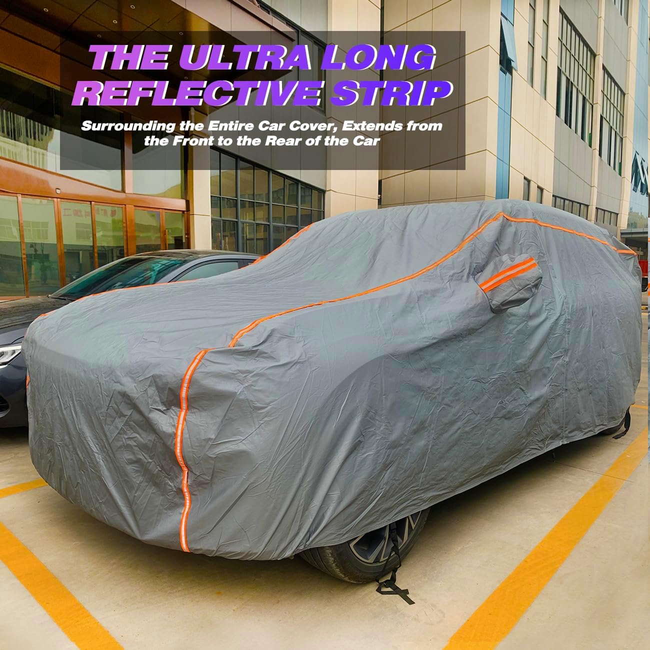 KEYOOG Universal Waterproof Heavy Weight Full Car Covers, Fit Sedan, All Weather, Outdoor Full Cover Weatherproof UV Sun Protection Snow Dust Storm Resistant with PEVA Cotton, for Cars Up to 182"