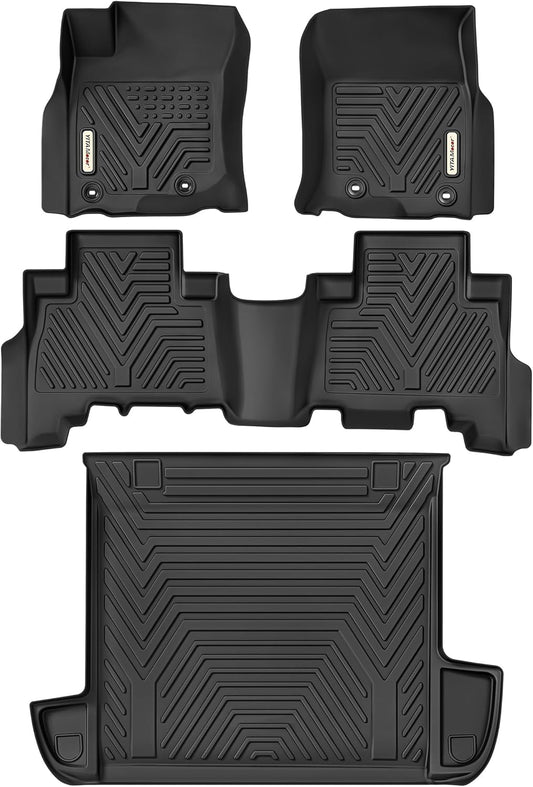 YITAMOTOR Floor Mats & Cargo Liner Set Fit for Toyota 4Runner 2024, Custom Fit TPE All-Weather Floor Liners 2013-2024 Toyota 4Runner 5 Passenger Model w/o Sliding Rear Tray, Black