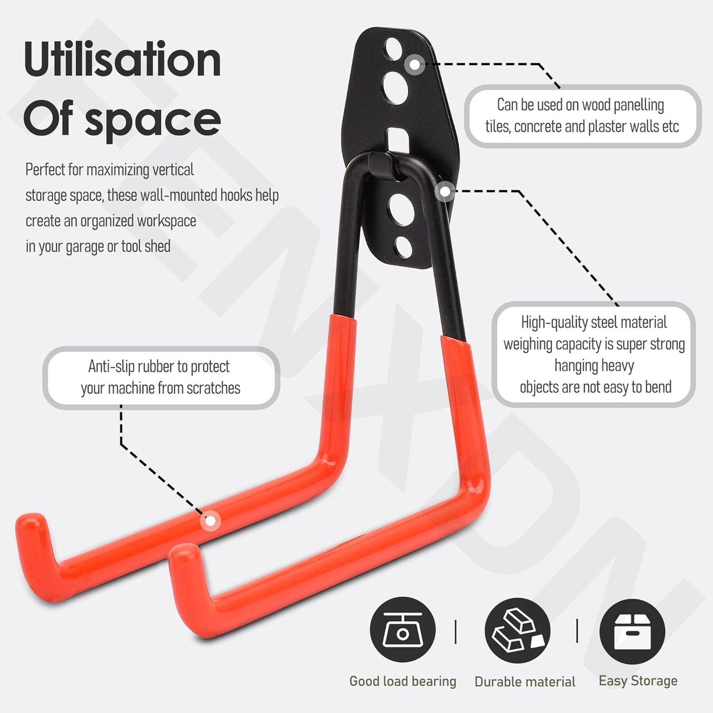 4 Pack Garage Storage Hooks Attachment for Ego Power Multihead System | Battery Mount Holder for Ego 56v Trimmer and Edger | Garage Hooks for Hanging Bike, Garden Tools