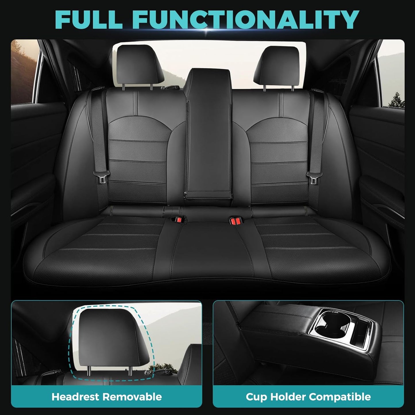 for Toyota Camry Seat Covers XLE XSE V6 2018 2019 2020 2021 2022 2023 2024 - Waterproof Breathable Leather Seat Covers for Cars, Custom Fit Car Seat Covers Full Set, Black Not for Hybrid