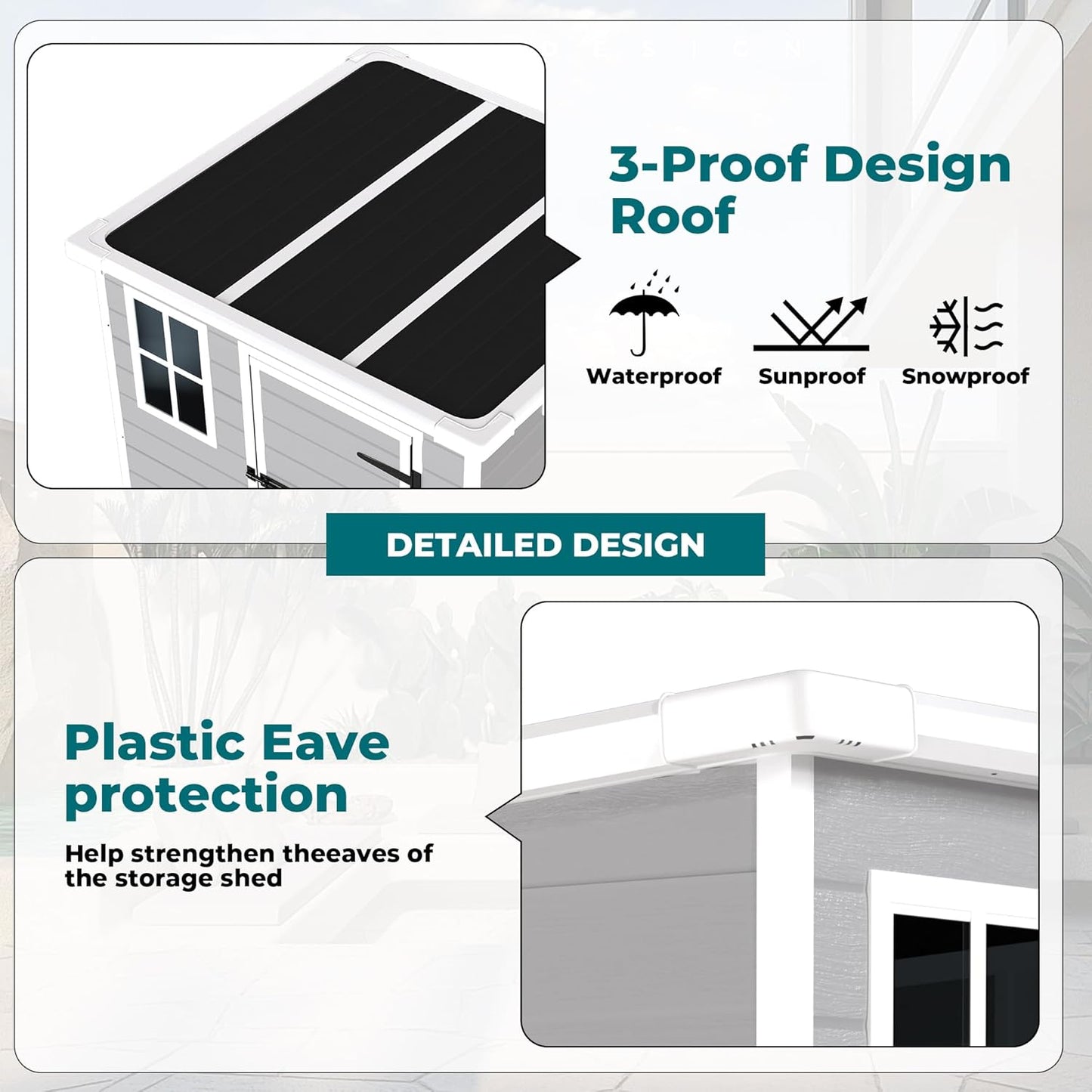 MyVoice 6x6 FT Outdoor Resin Storage Shed with HD Window, Rustproof Waterproof Garden Tool Shed, 12mm Thickened PP Panels, Large Capacity Outdoor Utility House for Backyard Patio (with Floor)
