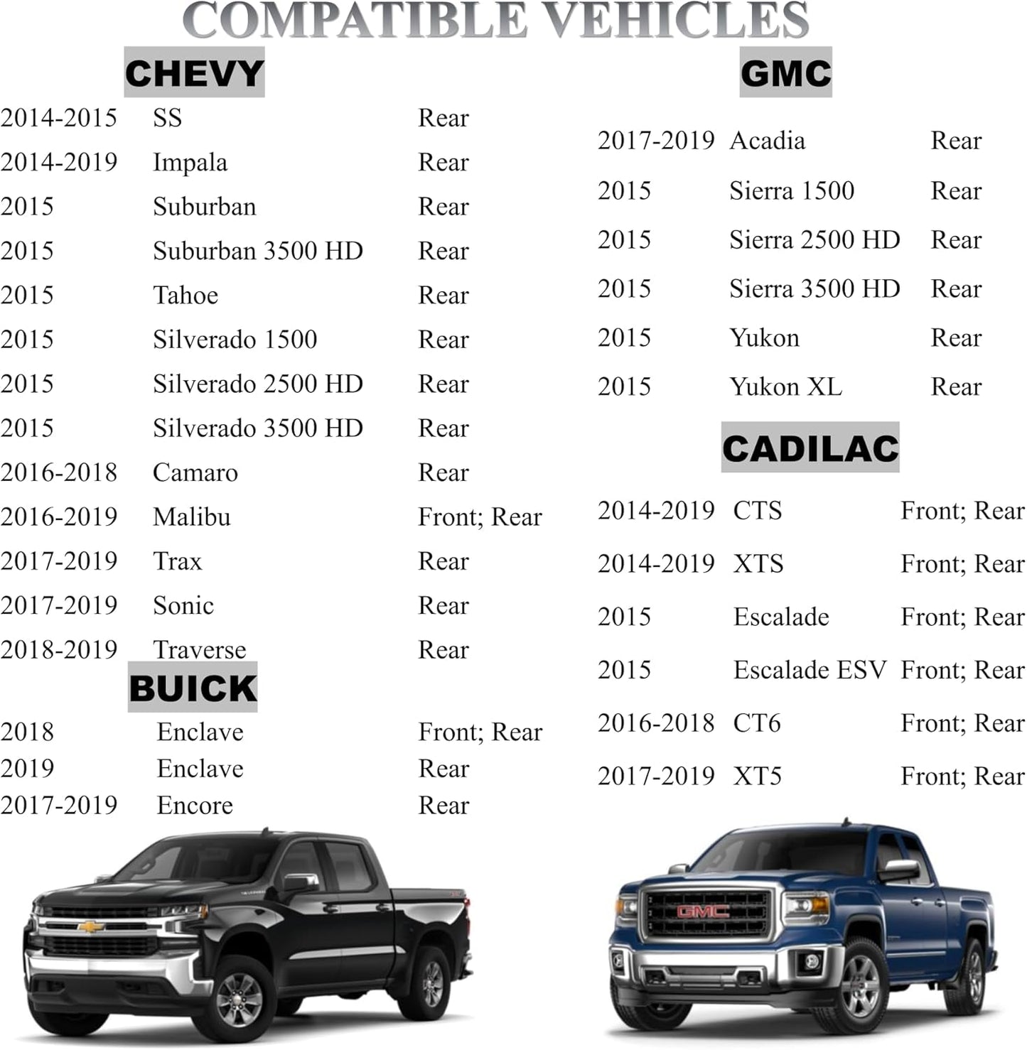 Parking Aid Sensor Fit for 2017-2019 Enclave/Encore Backup Sensor 2014-2019 Cadillac CTS/XTS/Escalade Chevy Silverado/Suburban 2015-2019 GMC Sierra Yukon PDC Parking Sensor Replace#23428268