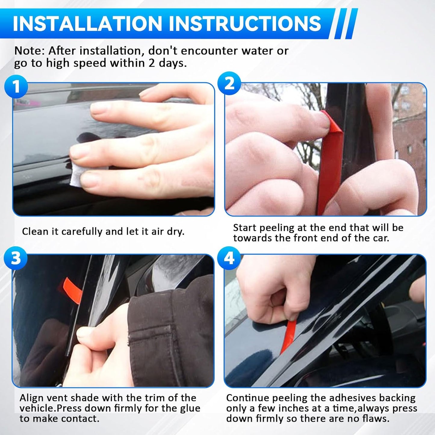 Window Visors Sun/Rain Guard Compatible with 2008 2009 2010 2011 2012 Chevy Malibu 08-12 Malibu Front+Rear Smoke Tint Outside Mount Tape-On Vent Window Wind Deflectors