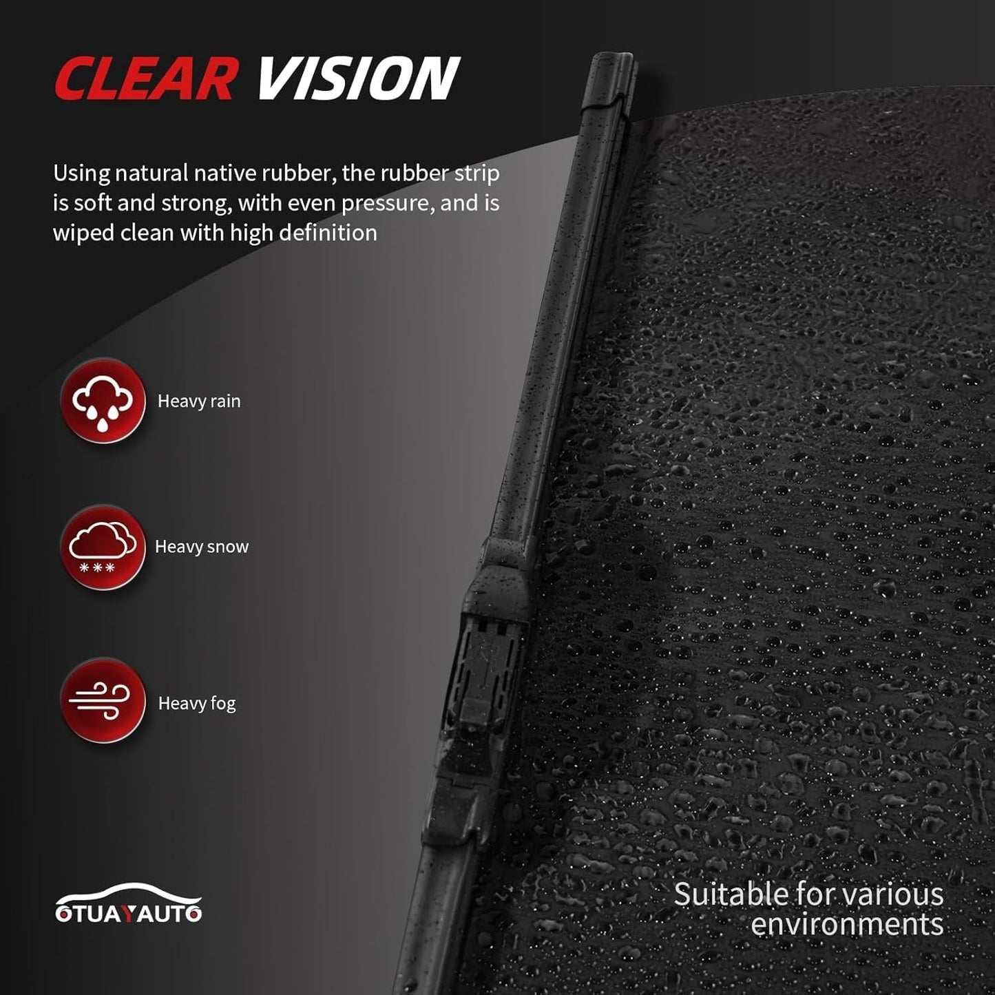 OTUAYAUTO Premium Windshield Wiper Blades - Replacement for Buick Encore 2013-2022 - Precision Fit, All-Weather Performance, Front and Rear Wiper Blades, Top Lock - 26"+14"+10" (Pack of 3)