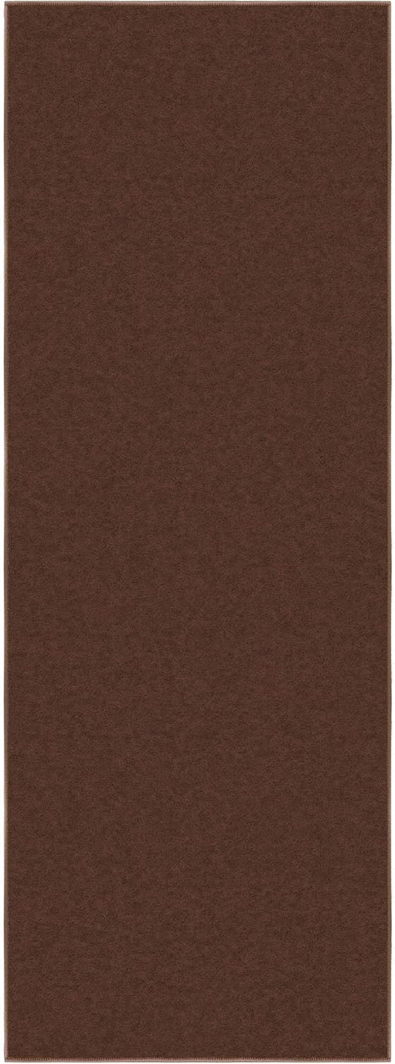 Ottomanson Hallway Runner Rug 2'2" x 6' Non Slip Solid Area Rugs Easy to Clean Laundry Rug Runner Durable & Pet Friendly Floor Carpet Runners for Hallways Entryway Living Room Kitchen, Brown