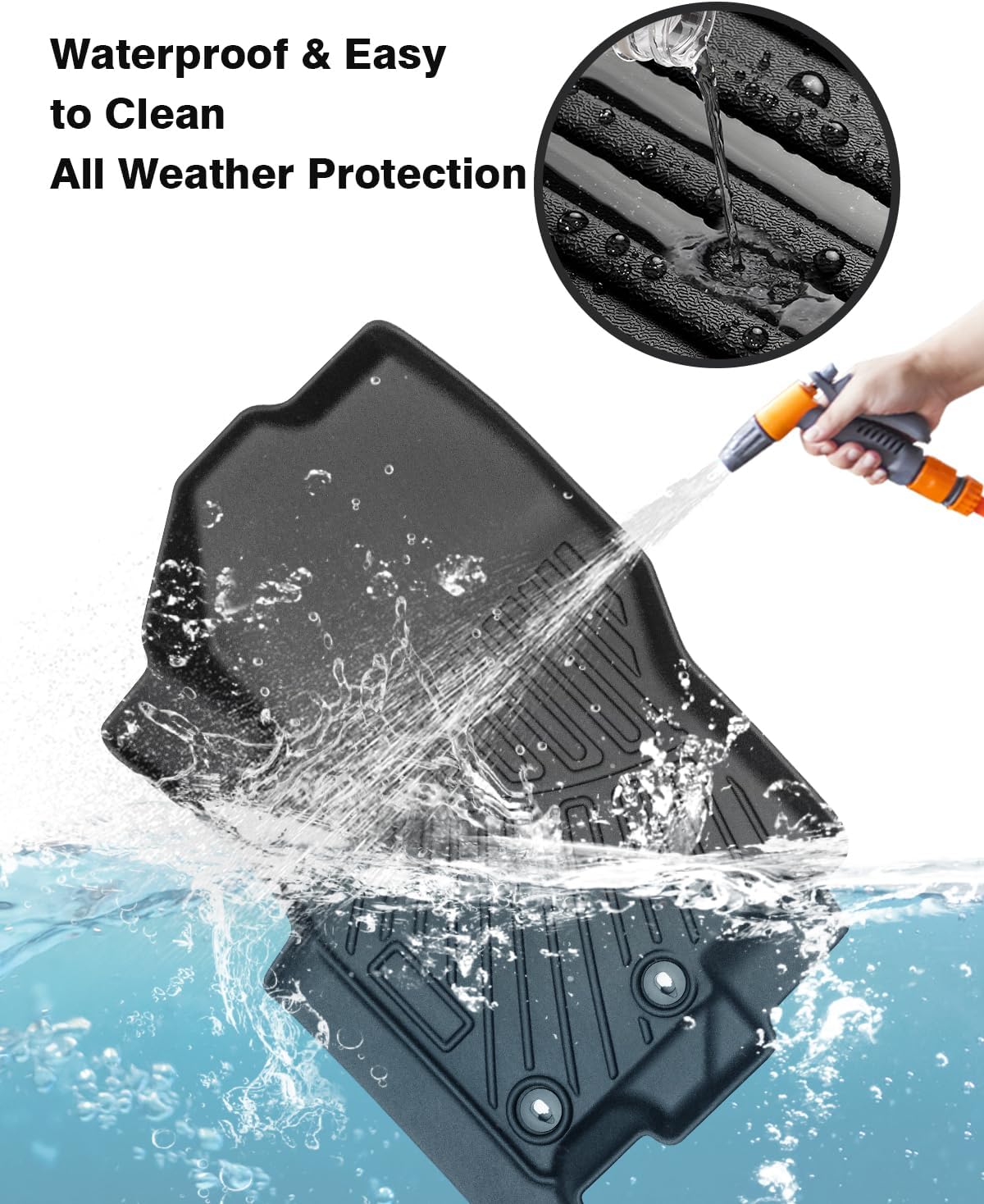 Powerty Floor Mats for 2022 2023 2024 2025 Nissan Frontier Accessories All Weather Floor Liner 3D TPE 1st & 2nd Row Floor Mat Heavy-Duty Floor Liners (Crew Cab with 2nd Row Under-Seat Storage)