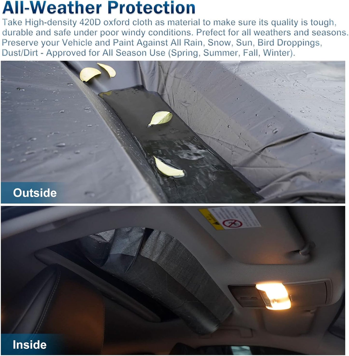 Car Cover Waterproof for 2007-2025 Chevy Suburban/GMC Yukon XL/Cadillac Escalade ESV, Snowproof Outdoor Car Covers with Zipper Windproof Heavy Duty All Weather (Black)