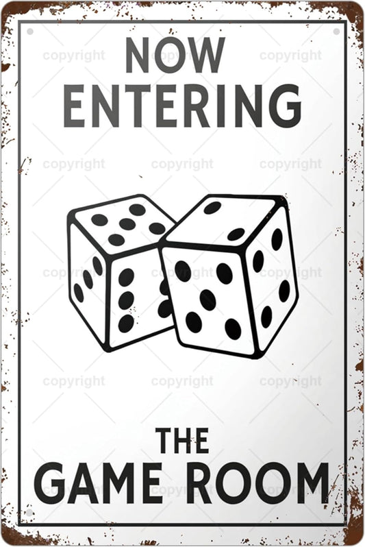 Game Room Space Vintage Metal Tin Sign Bar Cafe Garage Cave Home Room Wall Bathroom Farmhouse Garden Porch Patio Decor, 12 x 8 Inch