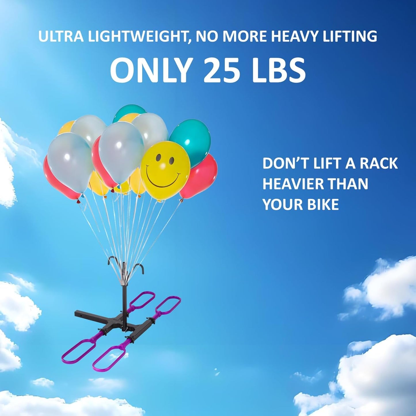 Ebike Rack for Tow Hitch, Ebike Carrier Hitch Mount 2 Bike, Electric Bike Rack for Car Hitch with 2-Inch Receiver (2 Bike - 200 Lbs Cap - Purple)