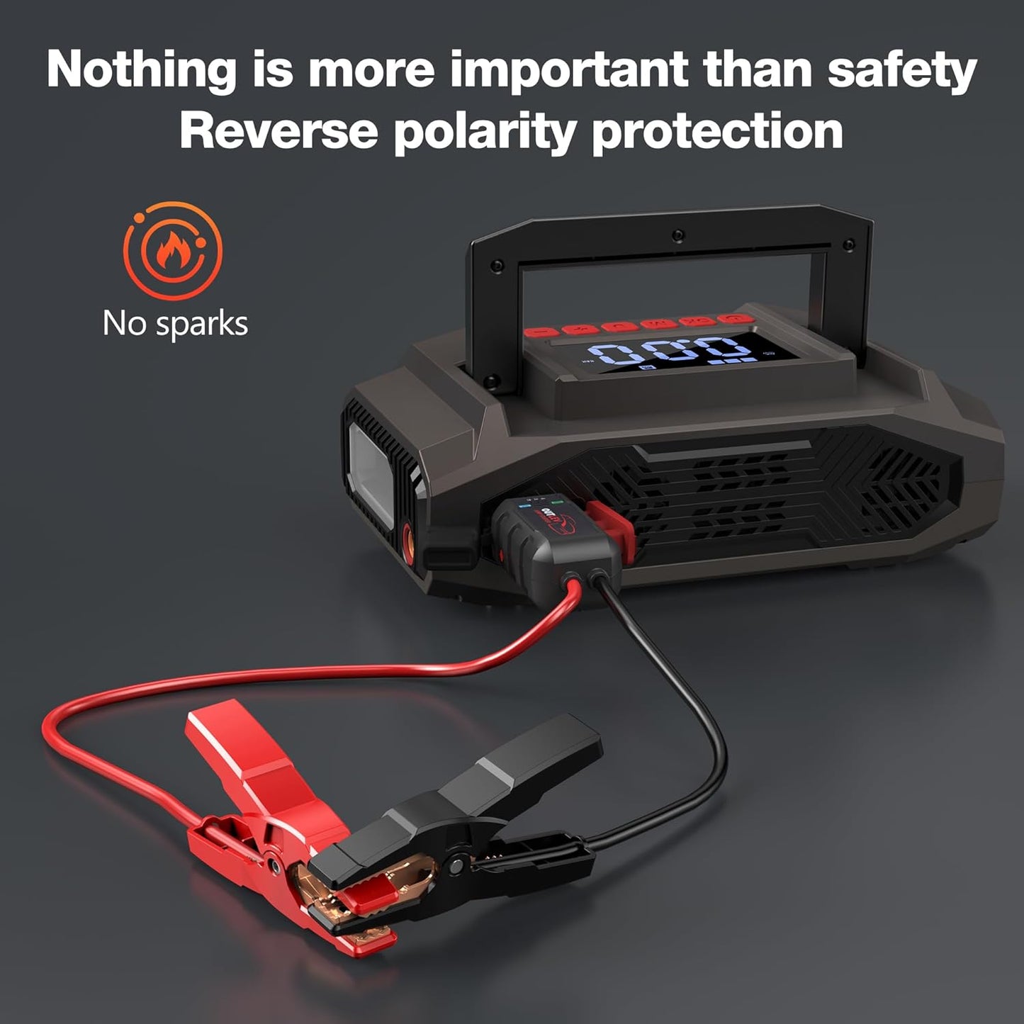 Jump Starter with Air Compressor (6000A 160PSI) - All-in-One Portable Jump Starter for Cars, Trucks, RV, Boat - Fast Charging, Safety Protection, Essential for Road Trips & Emergencies