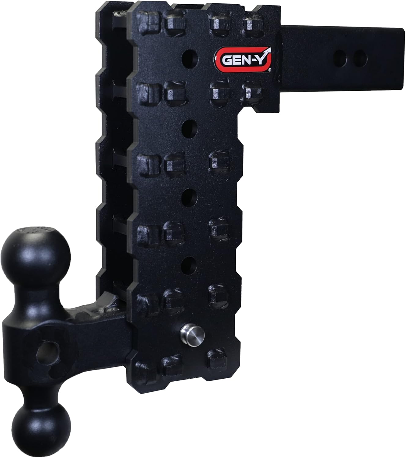 GEN-Y Hitch Solid Shank Adjustable Tow Hitch with Dual-Ball for 2.5" Receiver - 10" Drop - 16,000 LB Towing Capacity - 1,600 LB Tongue Weight - Black