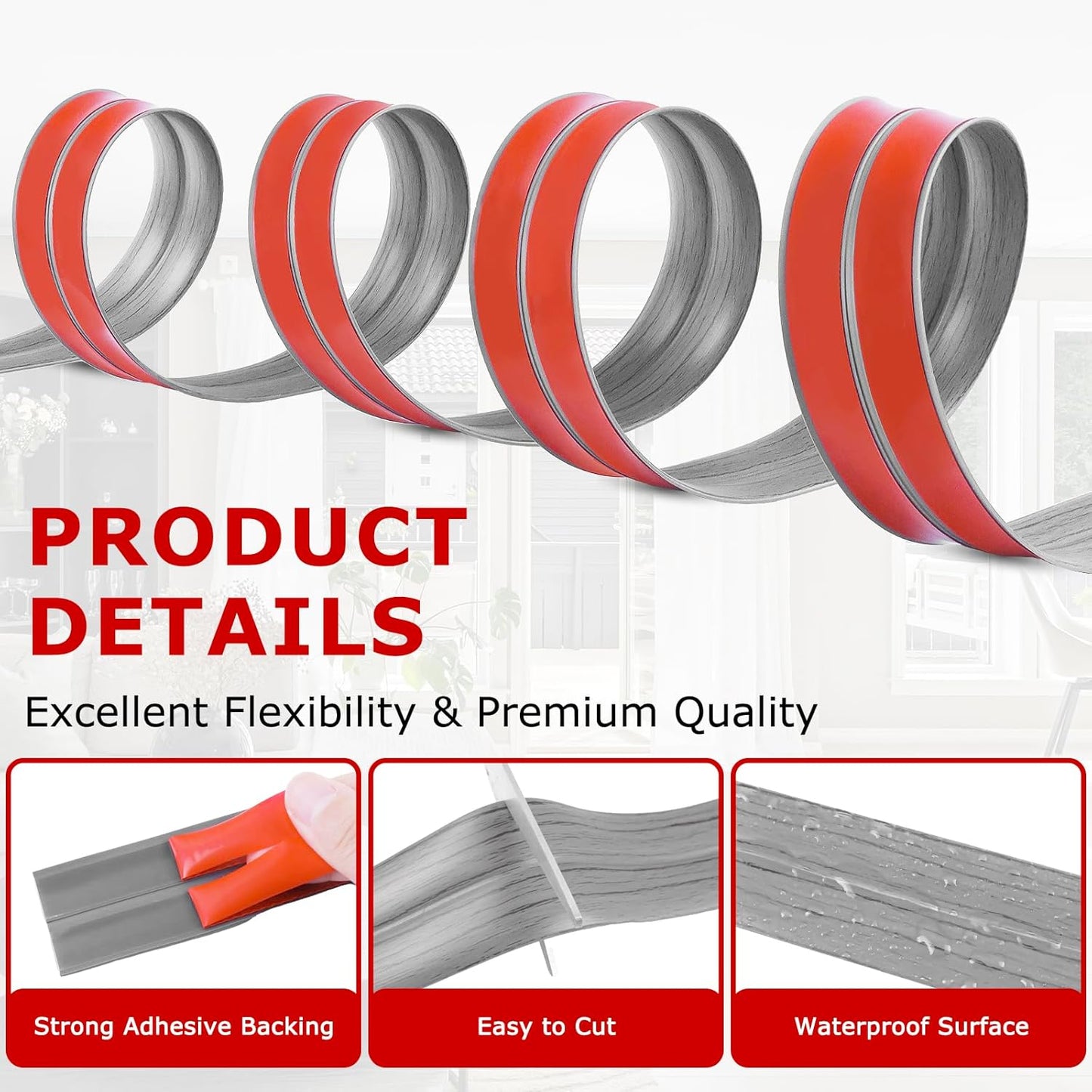 Flexible Wall Corner Protector Moulding Trim Peel and Stick Wall Corner Guards Edge Protector Self Adhesive Molding Trim Strip for Edge Ceiling (Light Gray Wood Grain, 1.6 in x 20 Ft)