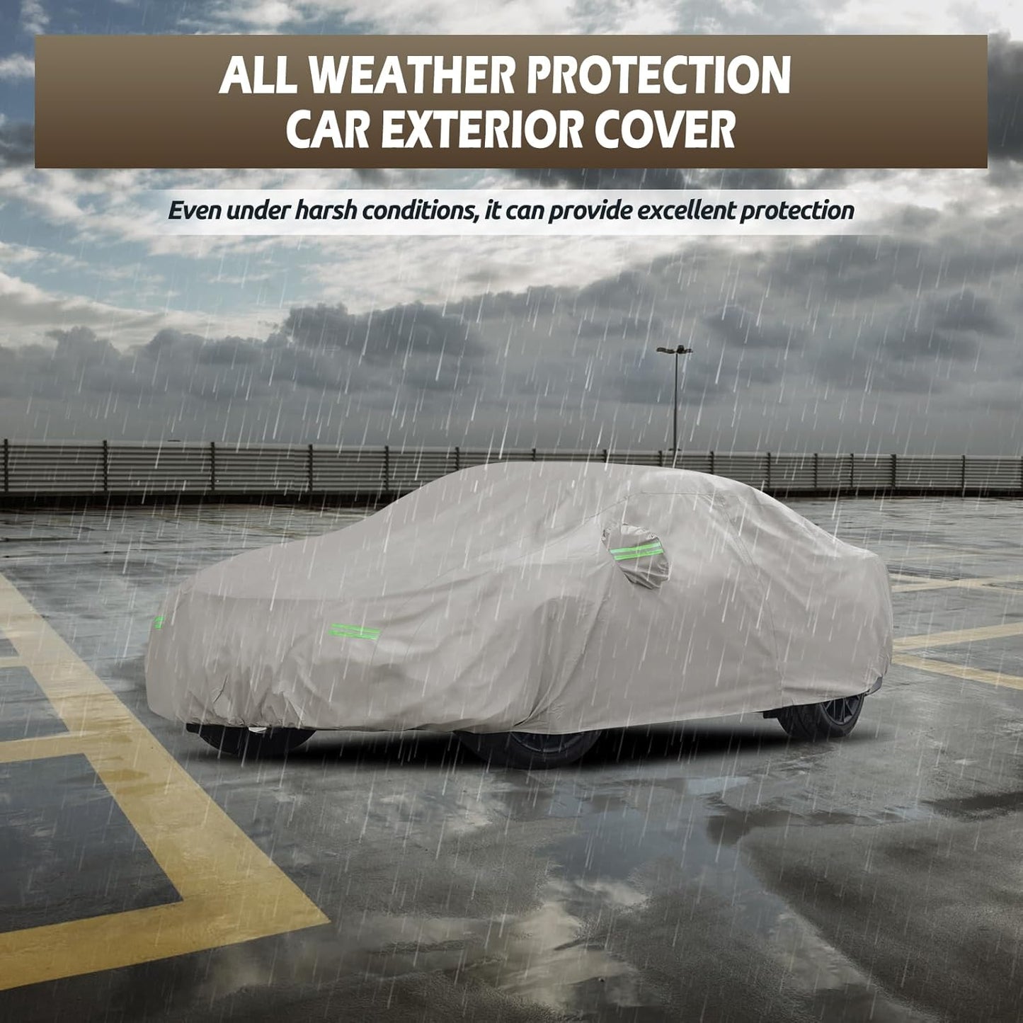 Migaven 6 Layers Car Cover Custom Fit for Ford Mustang 1994-2025, for Chevy Camaro 2010-2025, Waterproof Full Exterior Cover Rain Sun Protection with Door Zipper