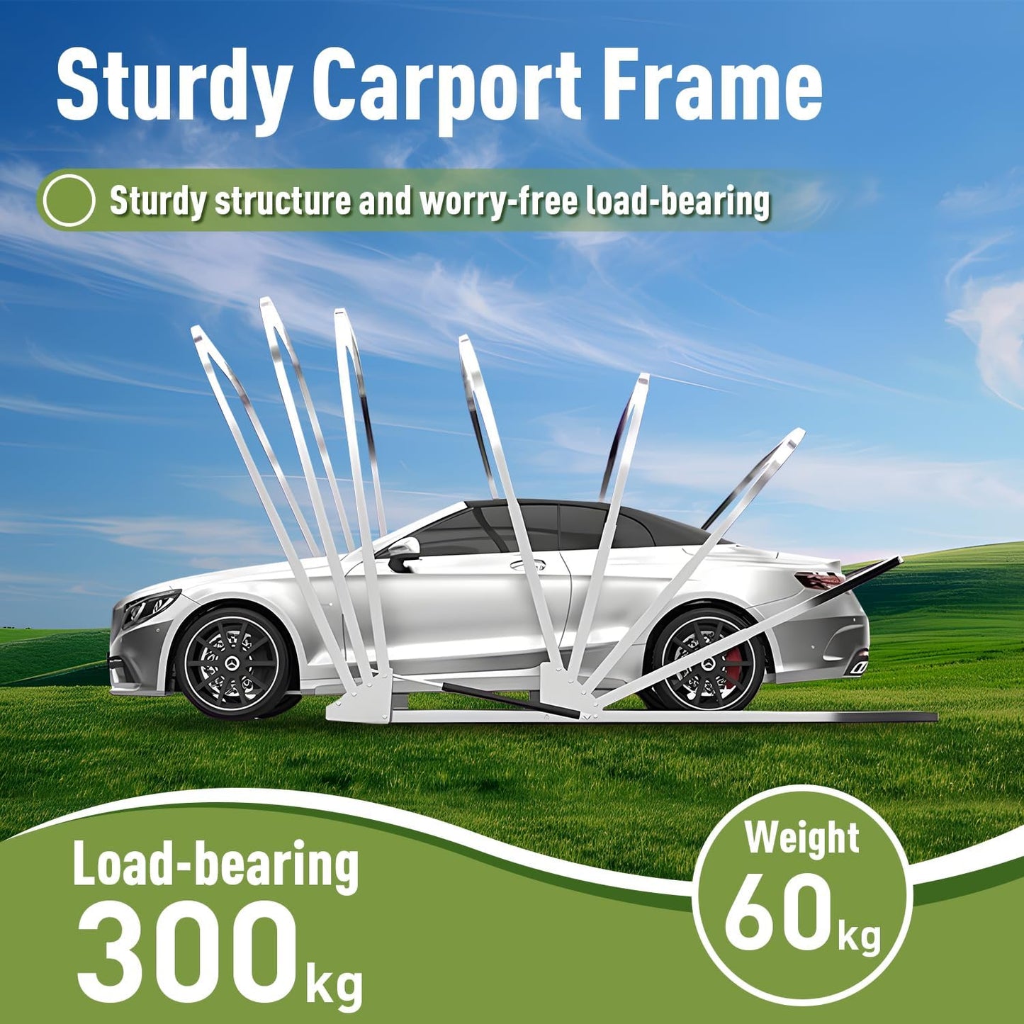 Stainless Steel Carport, Foldable Retractable Garage, Heavy Duty Mobile Carport, Semi-Automatic Outdoor Shelter, All-Weather Weatherproof RV Cover, for Parking Lot, Yard, Grey