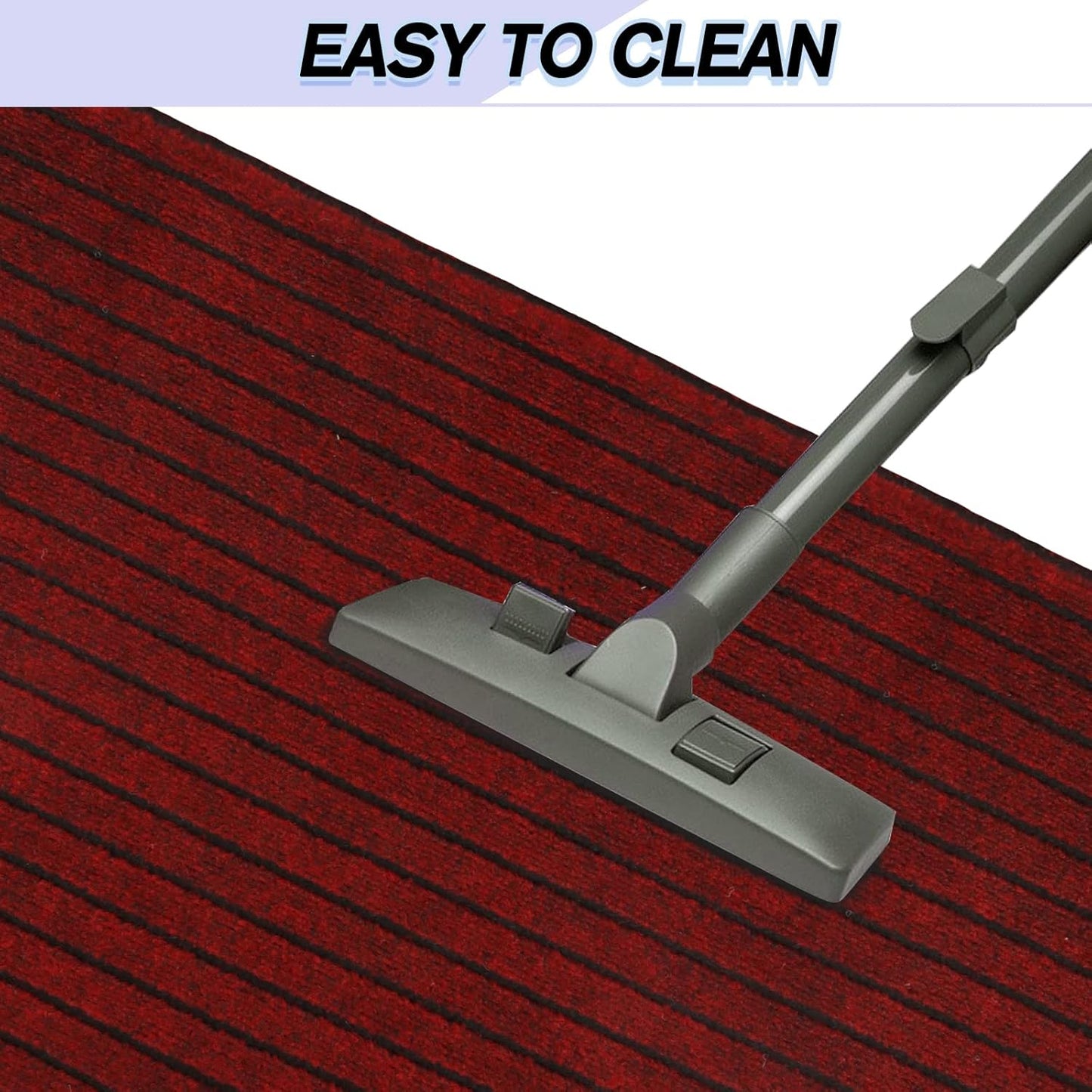 Custom Size Backed Non-Slip Area Rugs Runner, Easy Clean, Waterproof Runner Rugs for Hallway Entryway, Kitchen, Laundry, 3FT x 18FT, Red Stripe