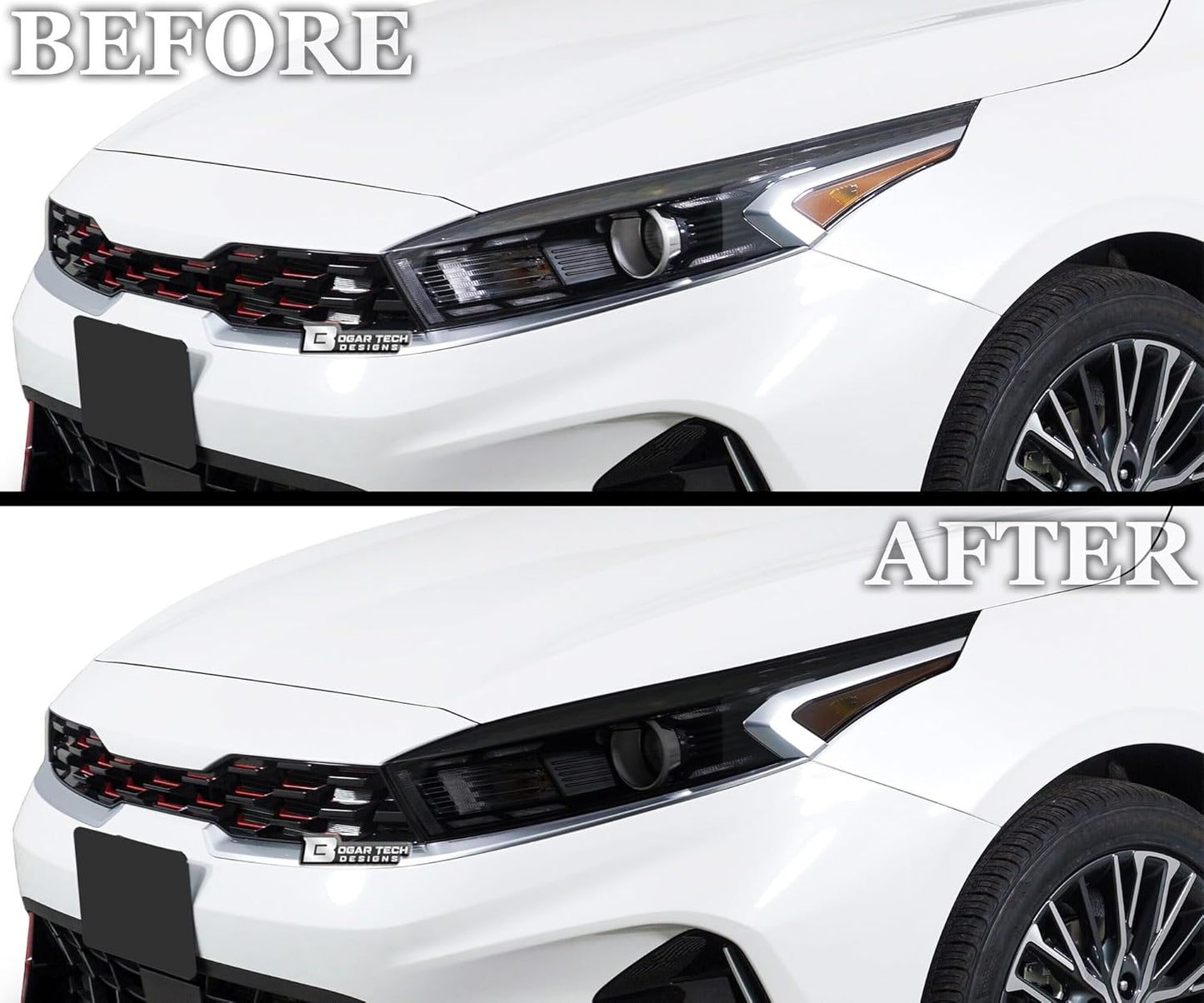 BOGAR TECH DESIGNS Full Headlight Head Light Tint Kit Compatible with Kia Forte 2022-2024, Dark Smoke