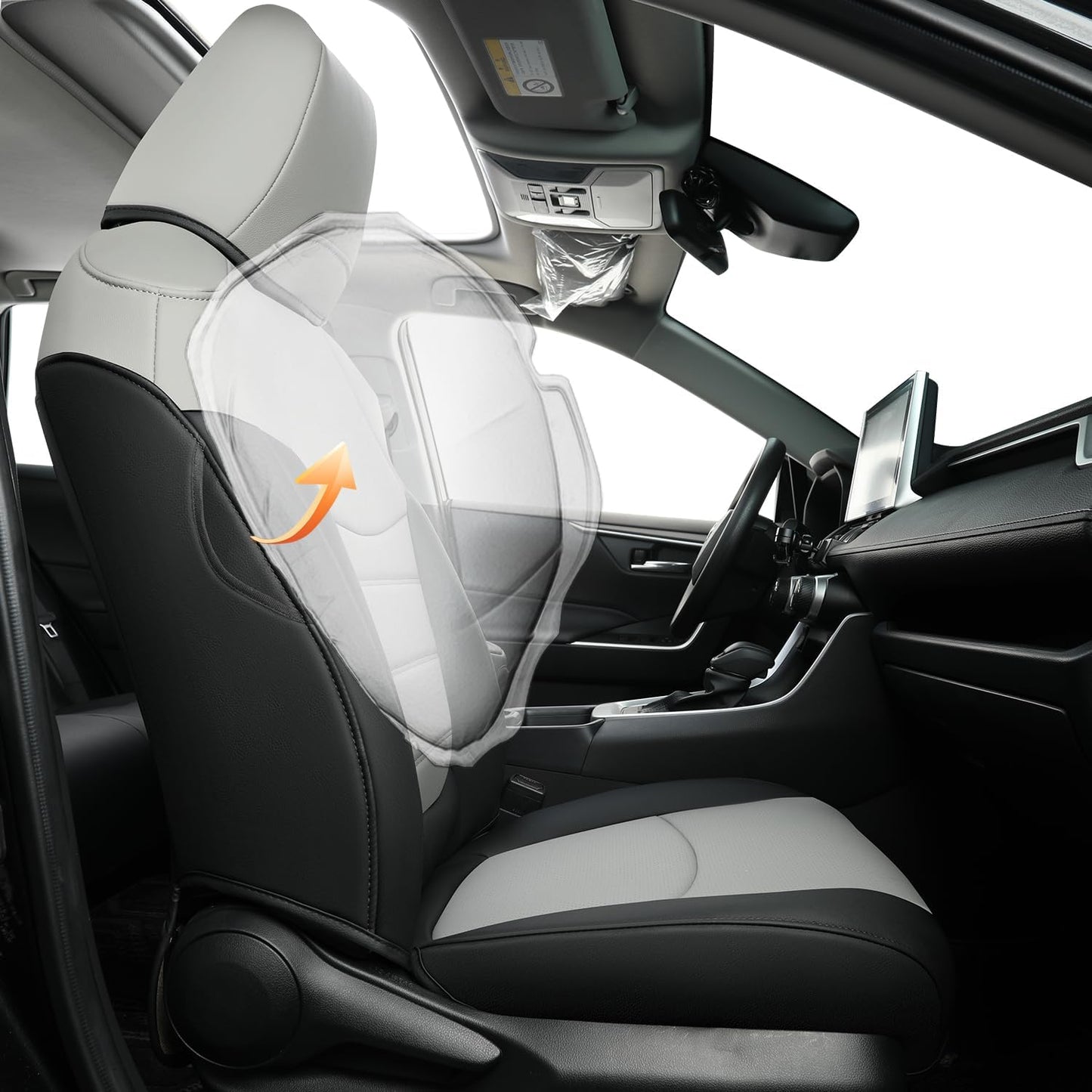 RISINGSTAR Rav4 Hybrid Seat Covers, fit 2019-2025 Toyota Rav4 Hybrid LE,XLE,Woodland Edition,XLE Premium,Limited, Not for XSE/SE/Plug-in(Black&Gray)