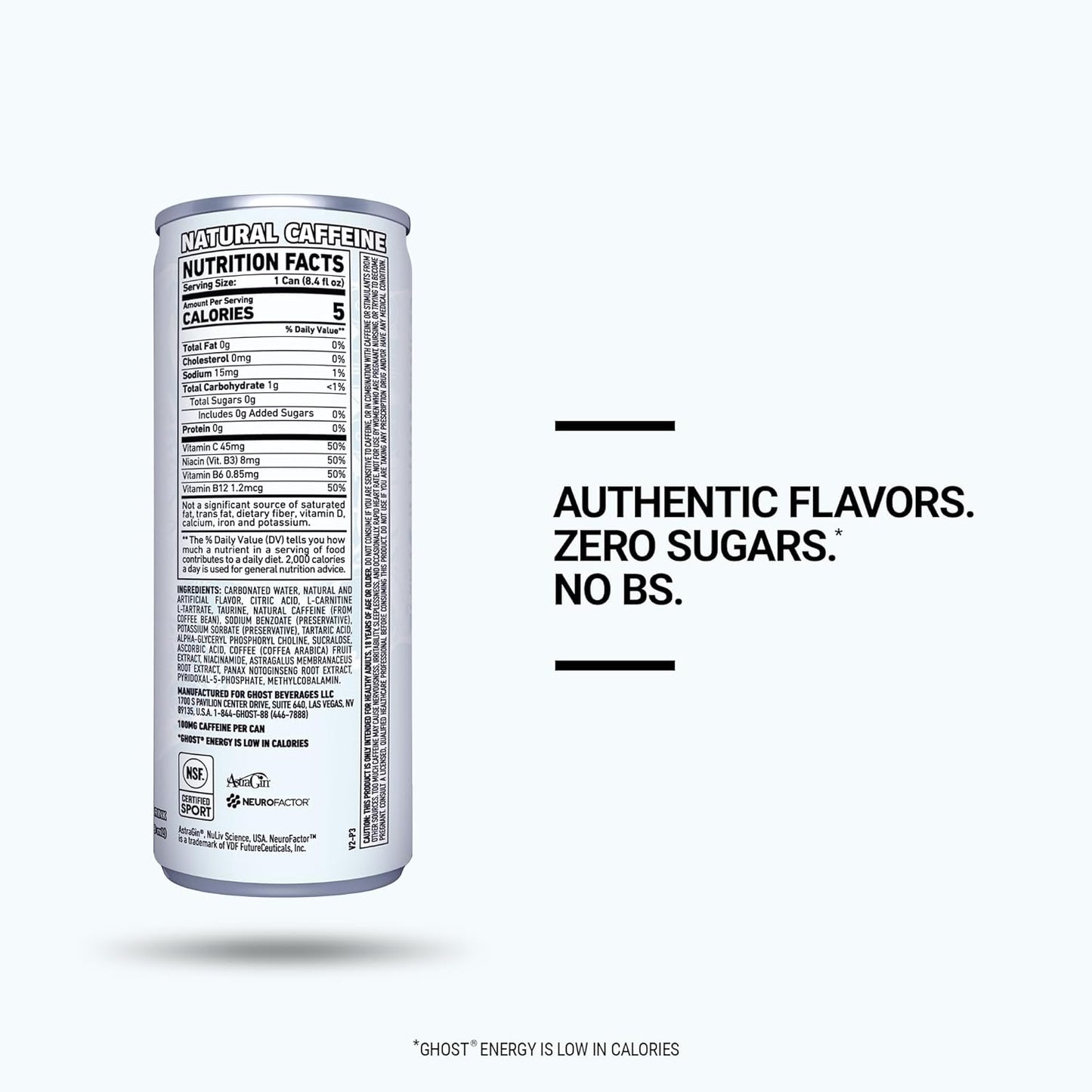 GHOST Energy Drink - 24-Pack, Original, 8.4oz - Energy & Focus & No Artificial Colors - 100mg of Natural Caffeine, L-Carnitine & Taurine - Gluten-Free & Vegan