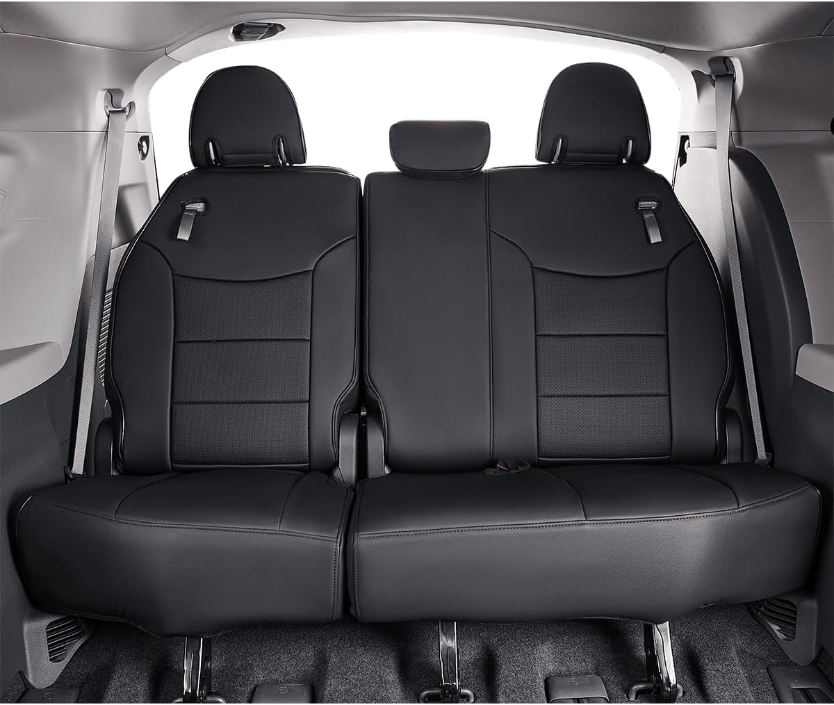 EKR Sienna Seat Covers for 2021-2025 Toyota Sienna Limited,Platinum,2nd Row Captain Chairs with Legrest 7 Seats,Automotive Seat Covers,Car Seat Cover Full Set,Leather(Black)