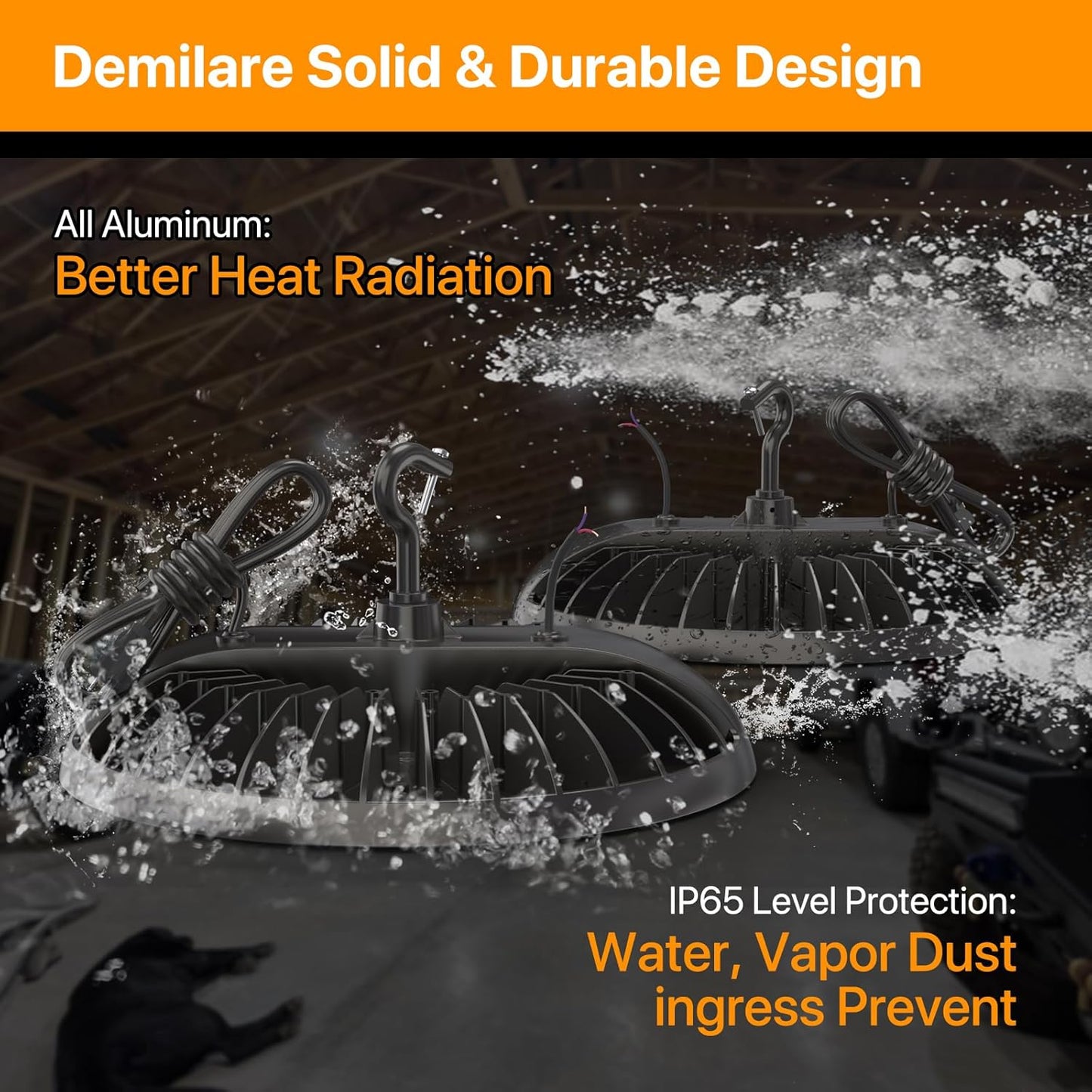 250W LED High Bay Lights - 4 Pack UFO High Bay Lights 37500 LM, 5000K Daylight, 0-10V Dimmable, IP65 Waterproof for Garage, Warehouse, Pole Barn, ETL Listed