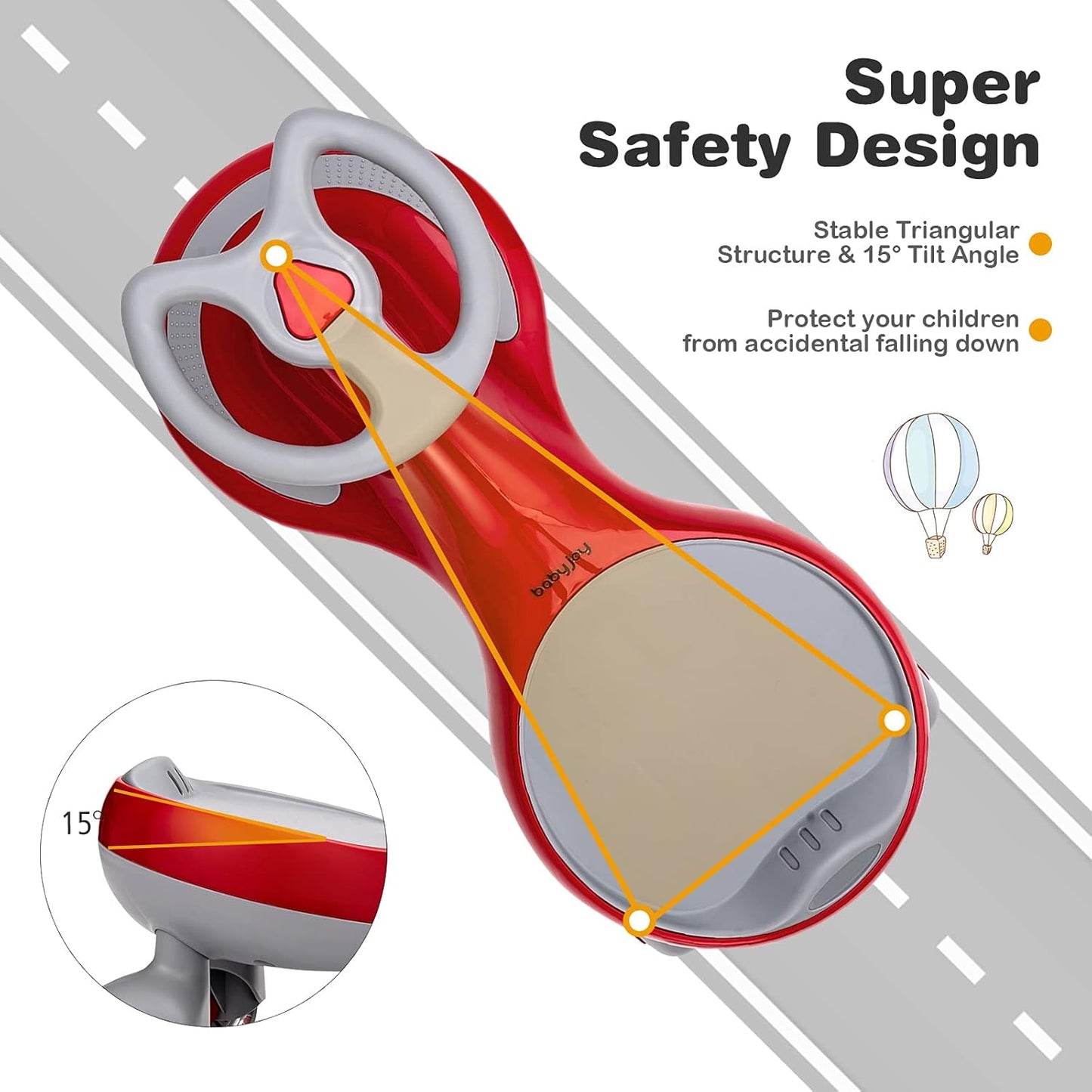 HONEY JOY Wiggle Car, 2 in 1 Swing Car for Kids, LED PU Flashing Wheels, No Batteries, Music, Gears or Pedals, Uses Twist, Turn, Ride On Toy for Toddlers Boys Girls 3 Years and Up (Red)