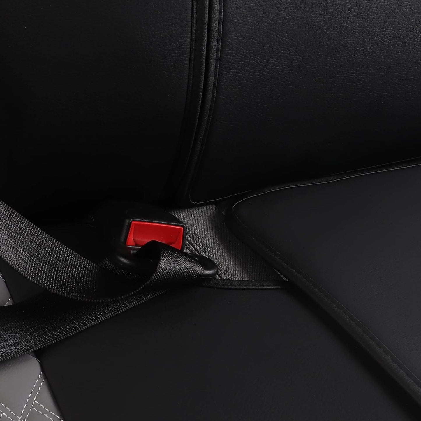 JOJOBAY Car Seat Covers for Dodge Ram,Fit Ram 2009-2025 1500/2500/3500 Pick-up Truck,Crew,Regular,Quad,Mega Cab,Waterproof Synthetic Leather Rear Seat Cover,Black-Grey