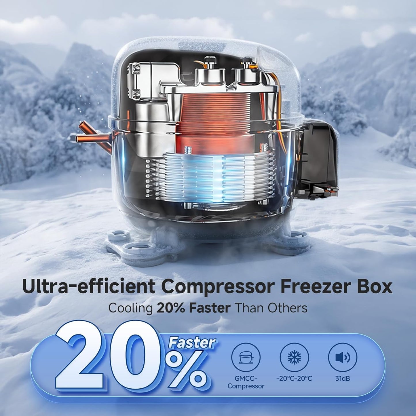 BODEGACOOLER 12 volt Car Refrigerator - 26QT(25L) Portable Freezer IPX4 Waterproof Car Fridge Ultra-Quiet Electric Cooler for Truck Van Camping Road Trips Travel 12/24V DC 110~240 Volt AC,-4℉~68℉