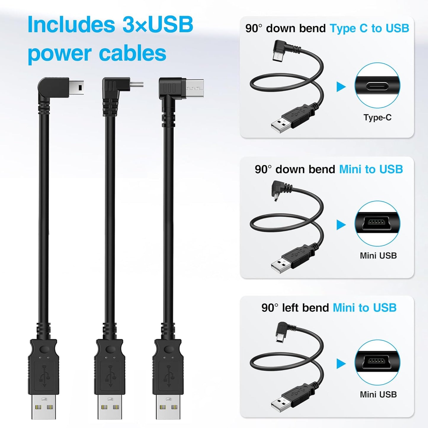 Dash Cam Power Adapter,(3P Type D)Fit Select Ford F150/Mustang/Edge/Ranger/Bronco,Lincoln MKC/MKZ/Aviator/Nautilus/Navigator,Connect Rain Sensor,Power Adapter Charging Cable for GPS Dashcam Camera