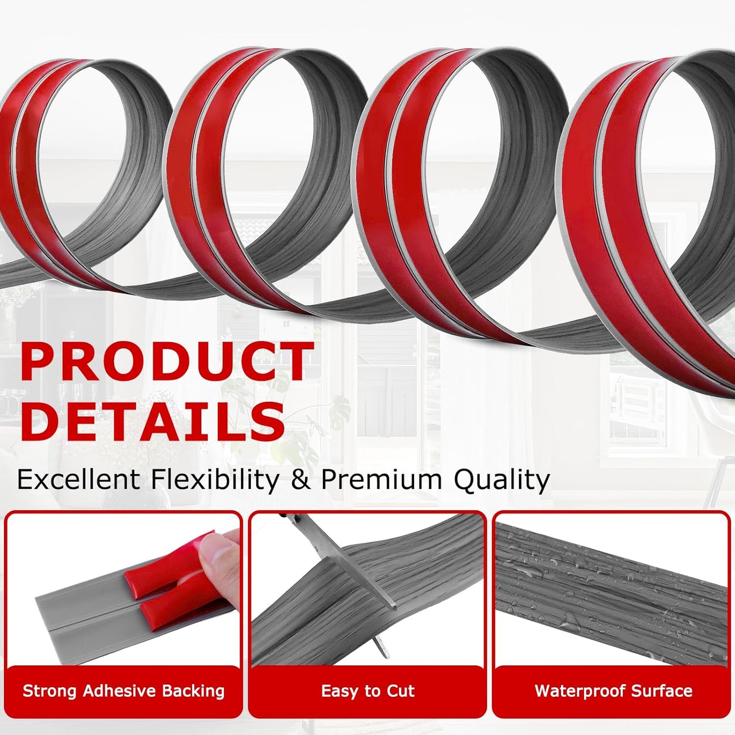 Flexible Wall Corner Protector Moulding Trim Peel and Stick Wall Corner Guards Edge Protector Self Adhesive Molding Trim Strip for Edge Ceiling (Deep Gray Wood Grain, 2.4 in x 10 Ft)