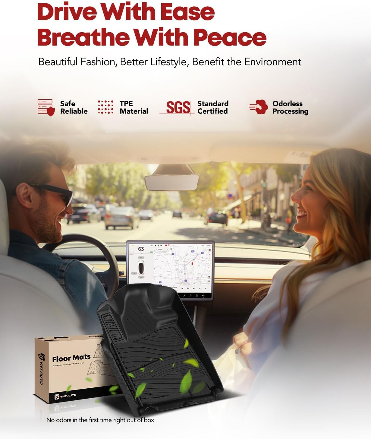 YHTAUTO Floor Mats Fit 2012-2013 Toyota Tundra CrewMax Cab, TPE All Weather Car Mats Waterproof Anti-Slip Odorless Floor Liner, Interior Car Accessories Front & 2nd Row Liner